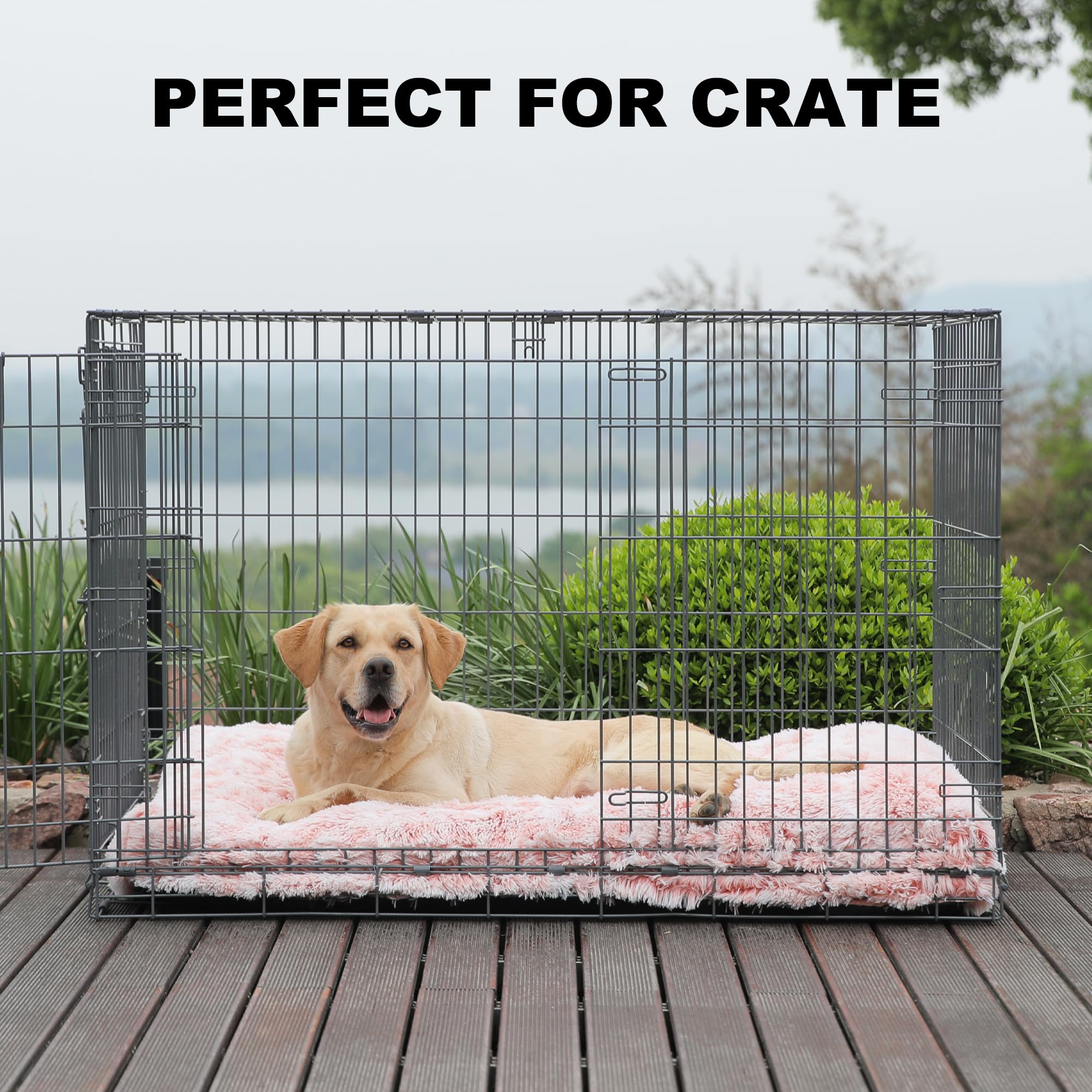 Bedfolks Waterproof Dog Crate Bed With Removable Washable Cover, Plush Faux Fur Pad, Extra Large, Fluffy Kennel Bed, 41''X27'',