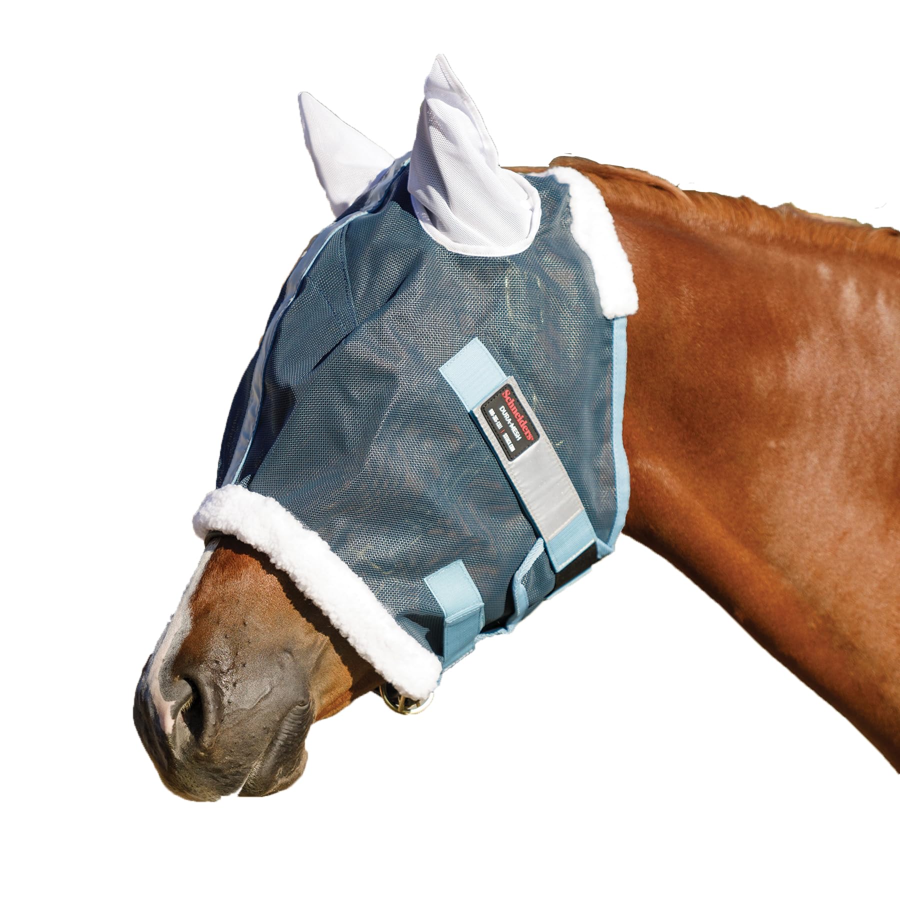 Schneiders Dura-Mesh II Fly Horse Mask with Ears | Reflective Safety Strips | 1000D Poly Vinyl Mesh | 70% UV Protection | Color 