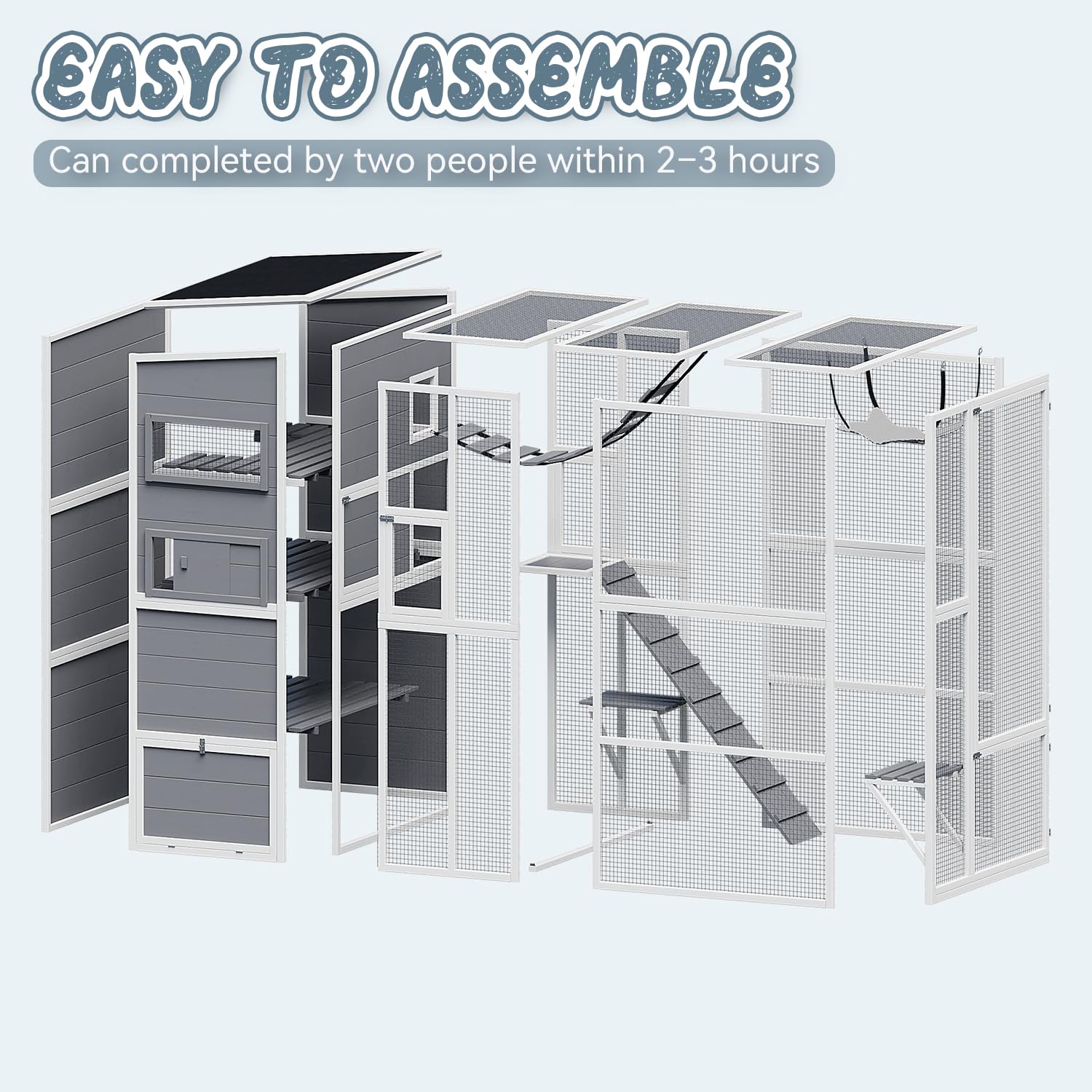 Catio Outdoor Cat Enclosure,4 Tiers Large Enclosures For Mulitiple Cats Walk In Cat Patio With Waterproof Roof, 74'' Outdoor Cat