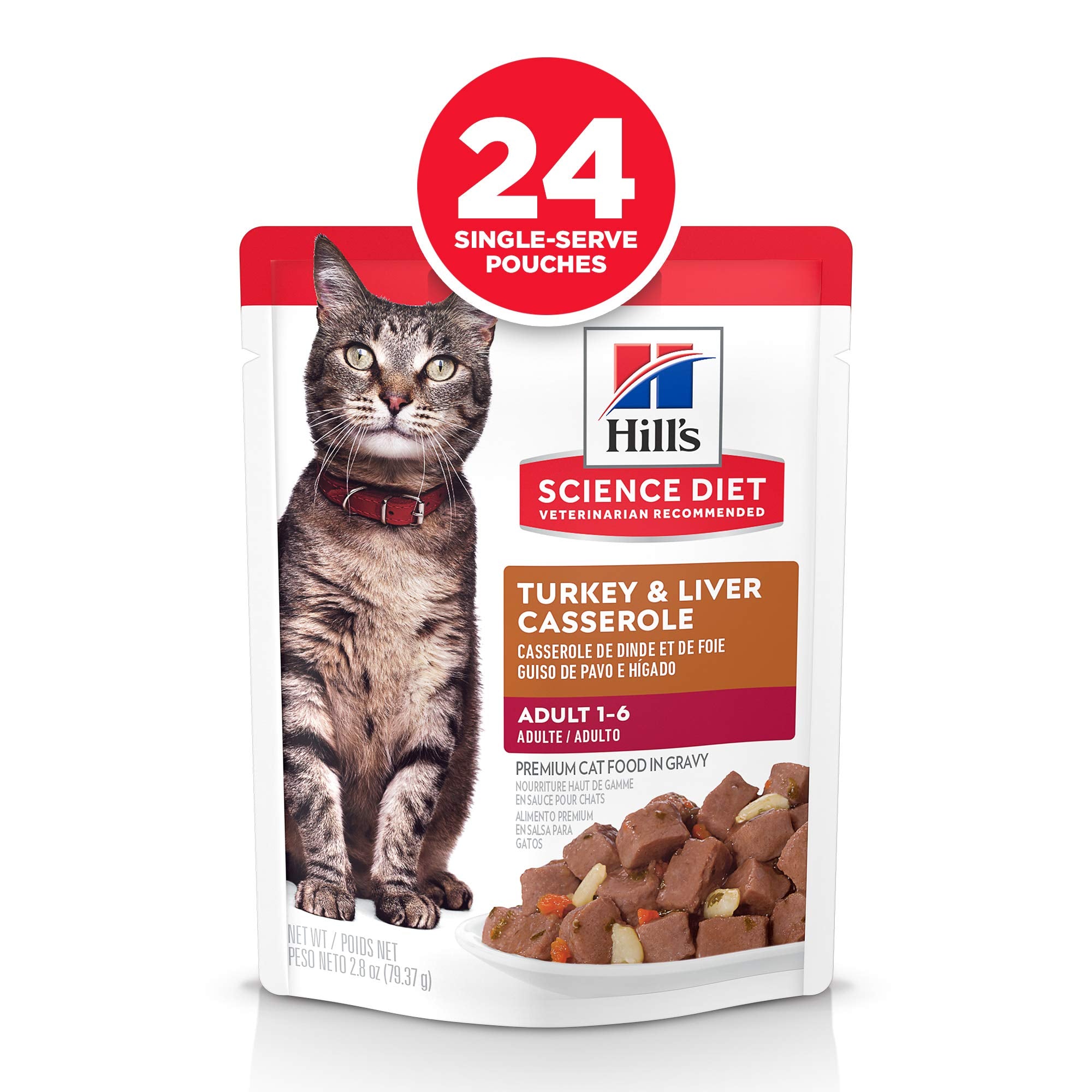 Hill s Science Diet Adult 1-6, Adult 1-6 Premium Nutrition, Wet Cat Food, Turkey Casserole Stew, 2.8 oz Pouch, Case of 24