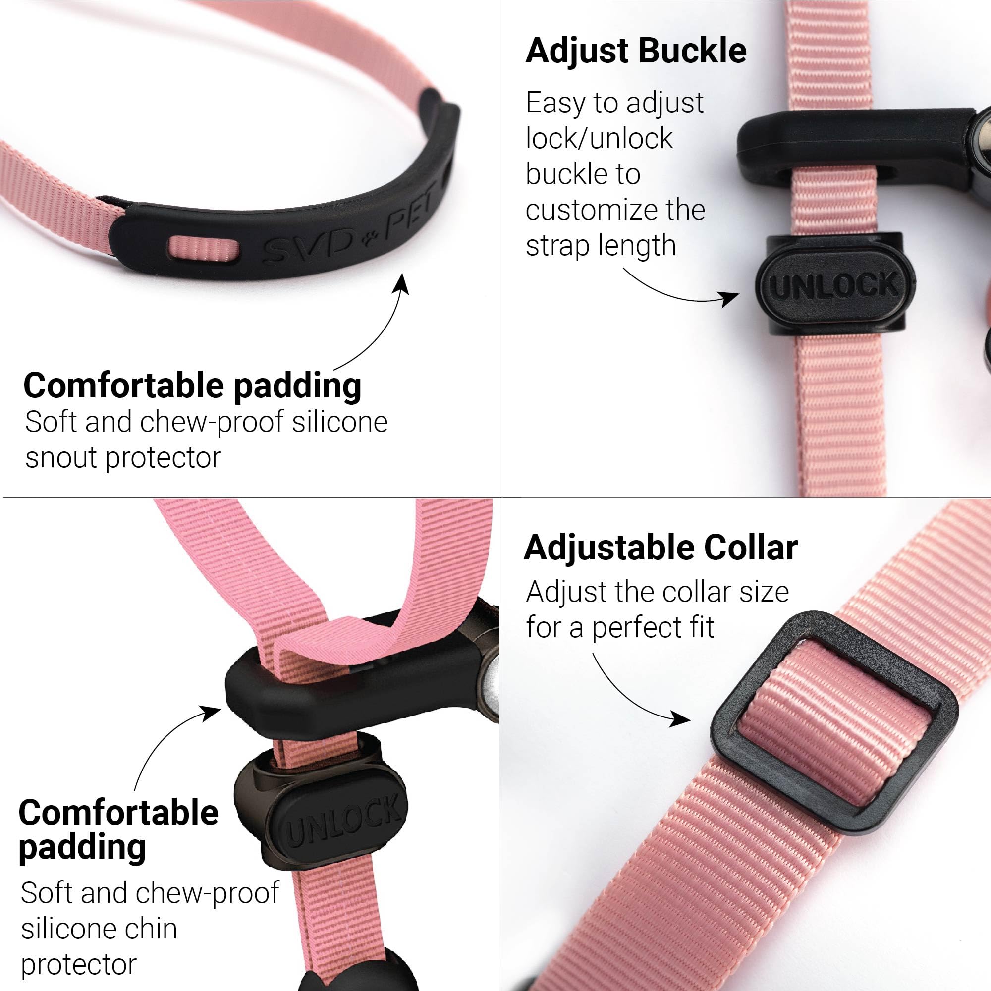 Svd.Pet No-Pull Dog Headcollar For Easier Walks, Chew-Proof Protector To Increase Comfort, Simple Design, Easy To Wear And Adjus