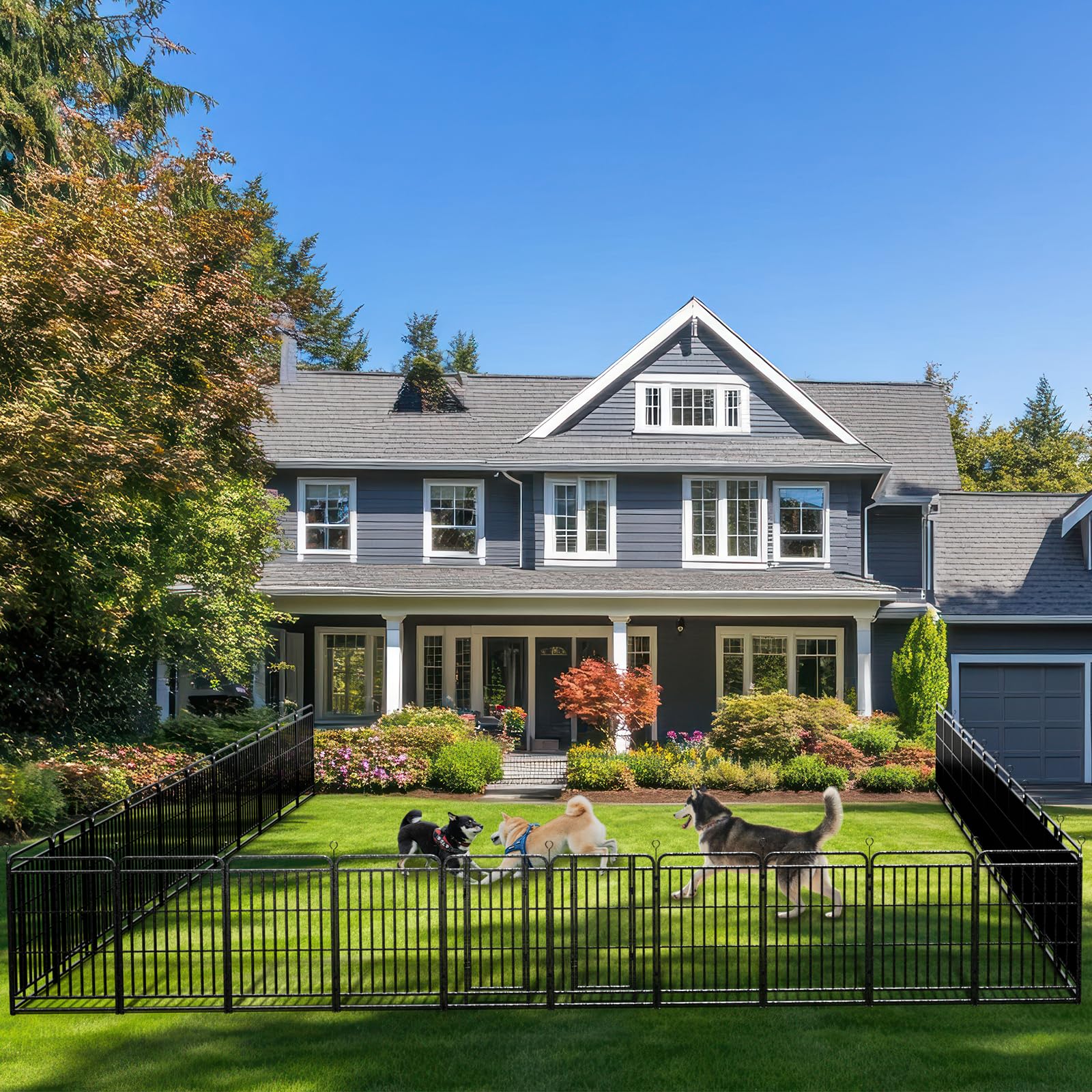 Dog Playpen Outdoor 32 Panels Heavy Duty Dog Fence 40 Height With Thick Pipe Anti-Rust With Doors Portable For Rv Camping Yard