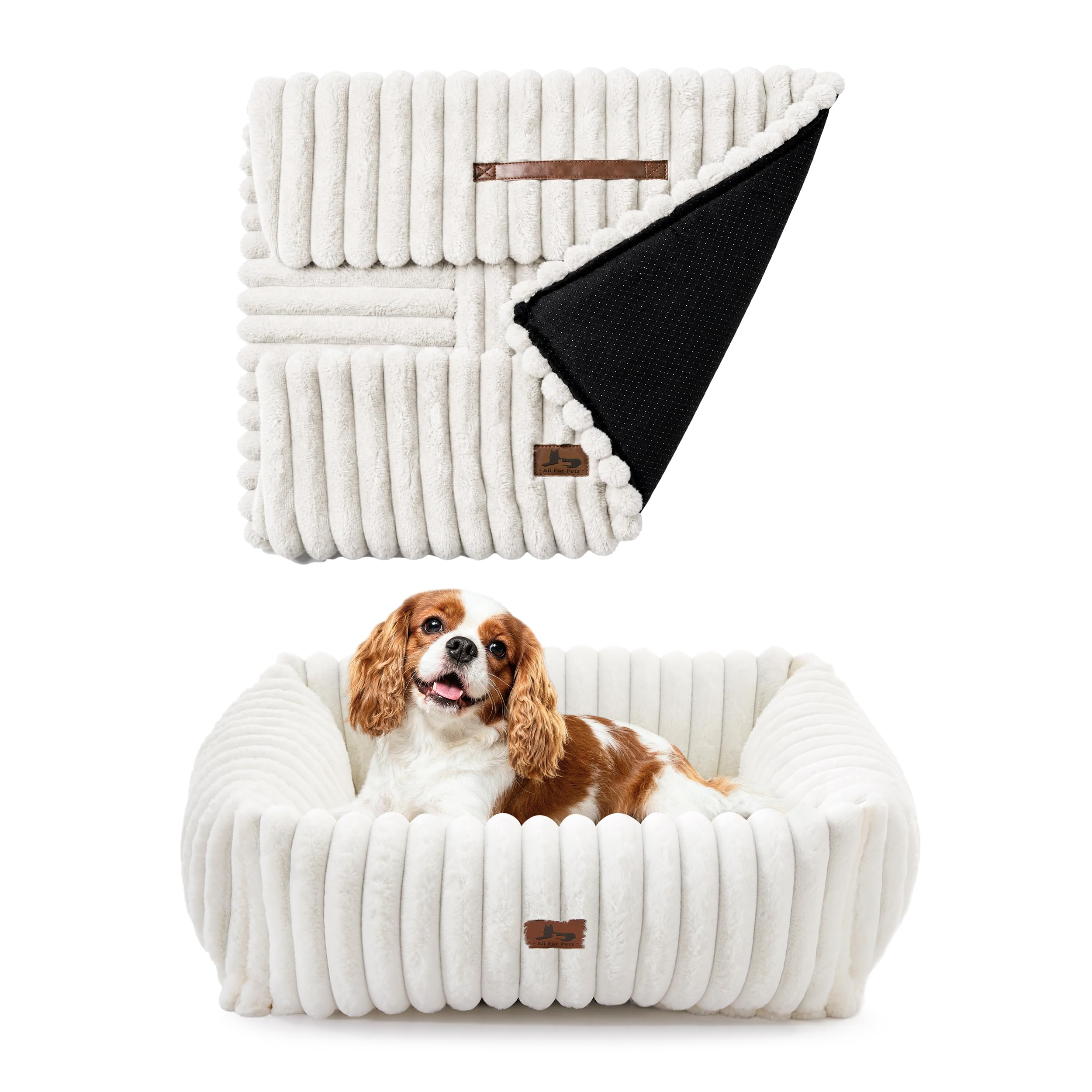 Warmrest Washable Dog Bed for Small Medium Dogs, Rectangle Orthopedic Pet Bed with Removable Cover, Fluffy Memory Foam Dog Beds 