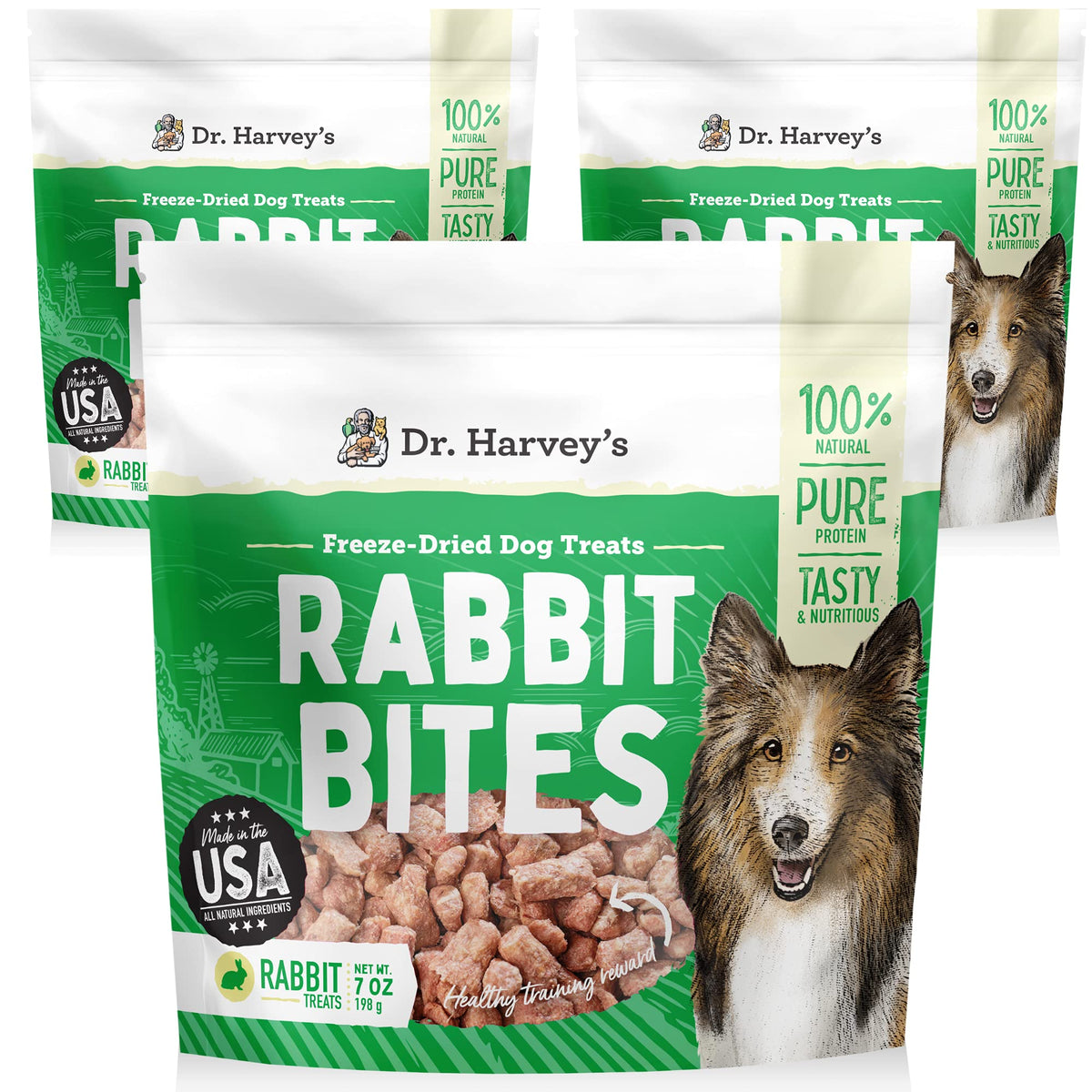 Dr. Harvey'S Rabbit Bites Freeze-Dried Raw Dog Treats - Single Ingredient, All-Natural Rabbit Meat Protein For Dogs, Allergen-Fr