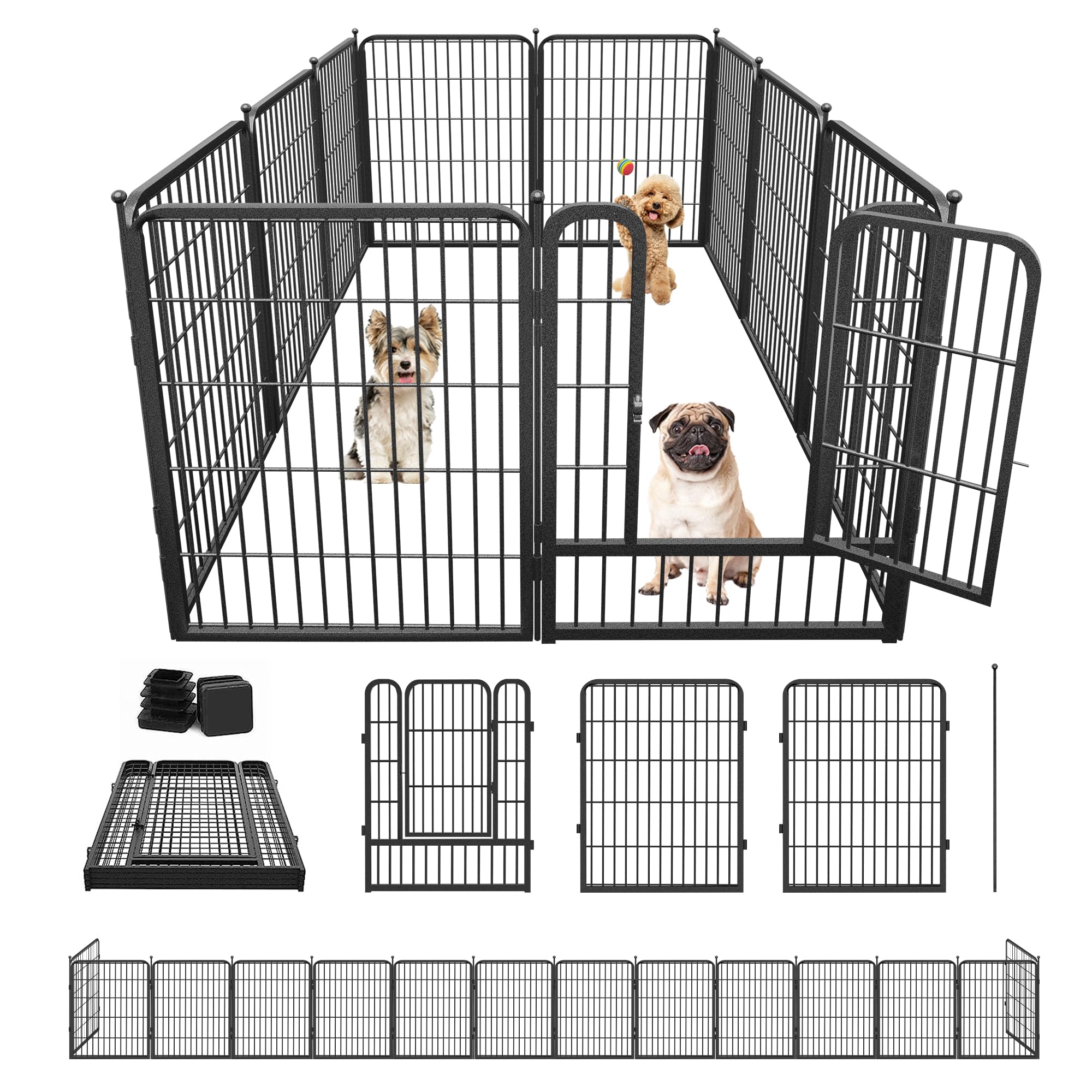 Jhsomdr Dog Playpen 32 Inch 10 Panels Portable Dog Fence Outdoor For Yard Indoor Dog Pen For Medium/Small Dogs, Large Pet Puppy 