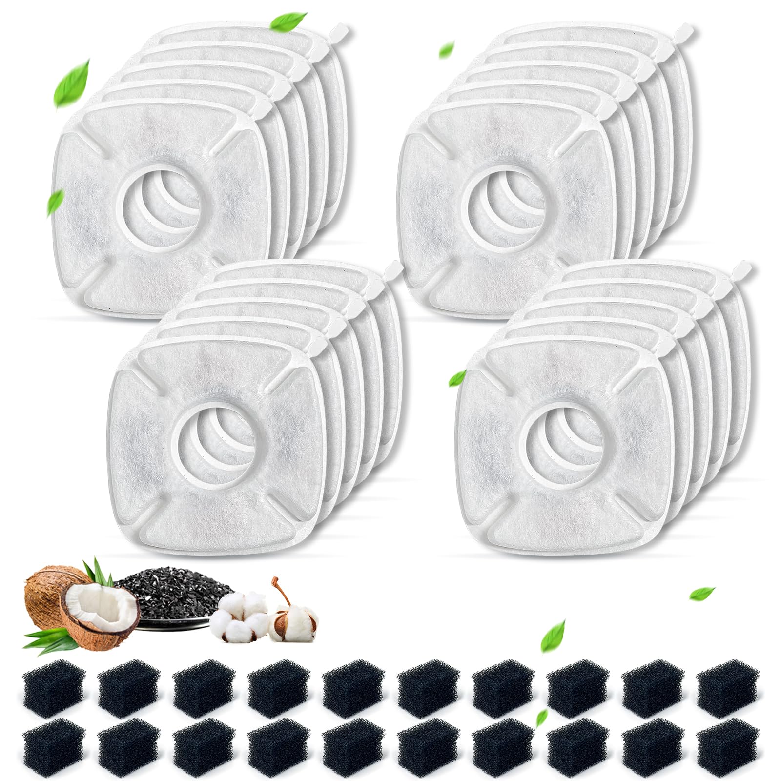 40 Pack Cat Water Fountain Filters Replacement,Compatible With Veken For 67 Oz/2L, 85 Oz/2.5L, 95 Oz/2.5L, 135 Oz/4L Automatic P