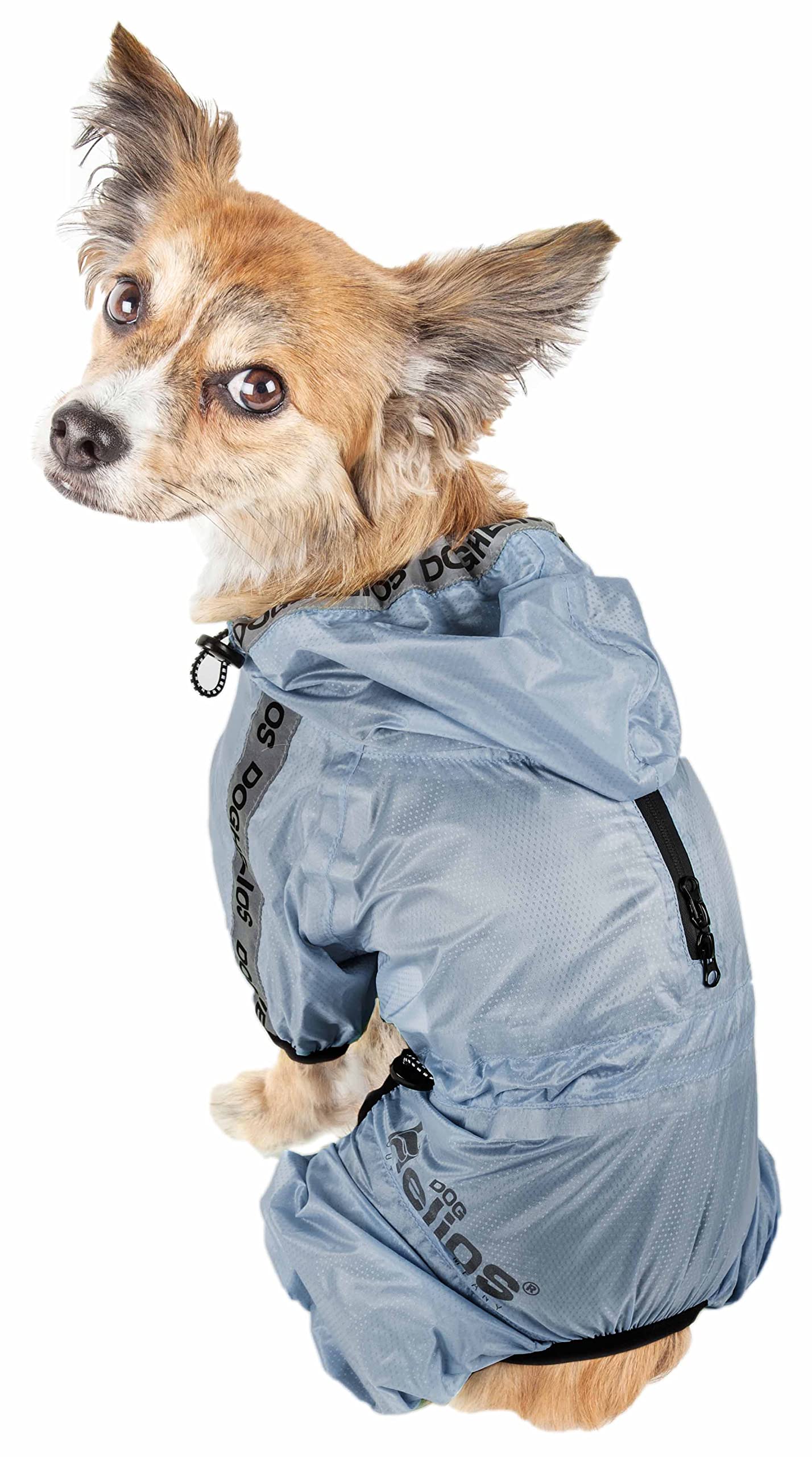 Dog Helios Torrential Shield Waterproof and Adjustable Full Body Dog Raincoat, XL, Blue