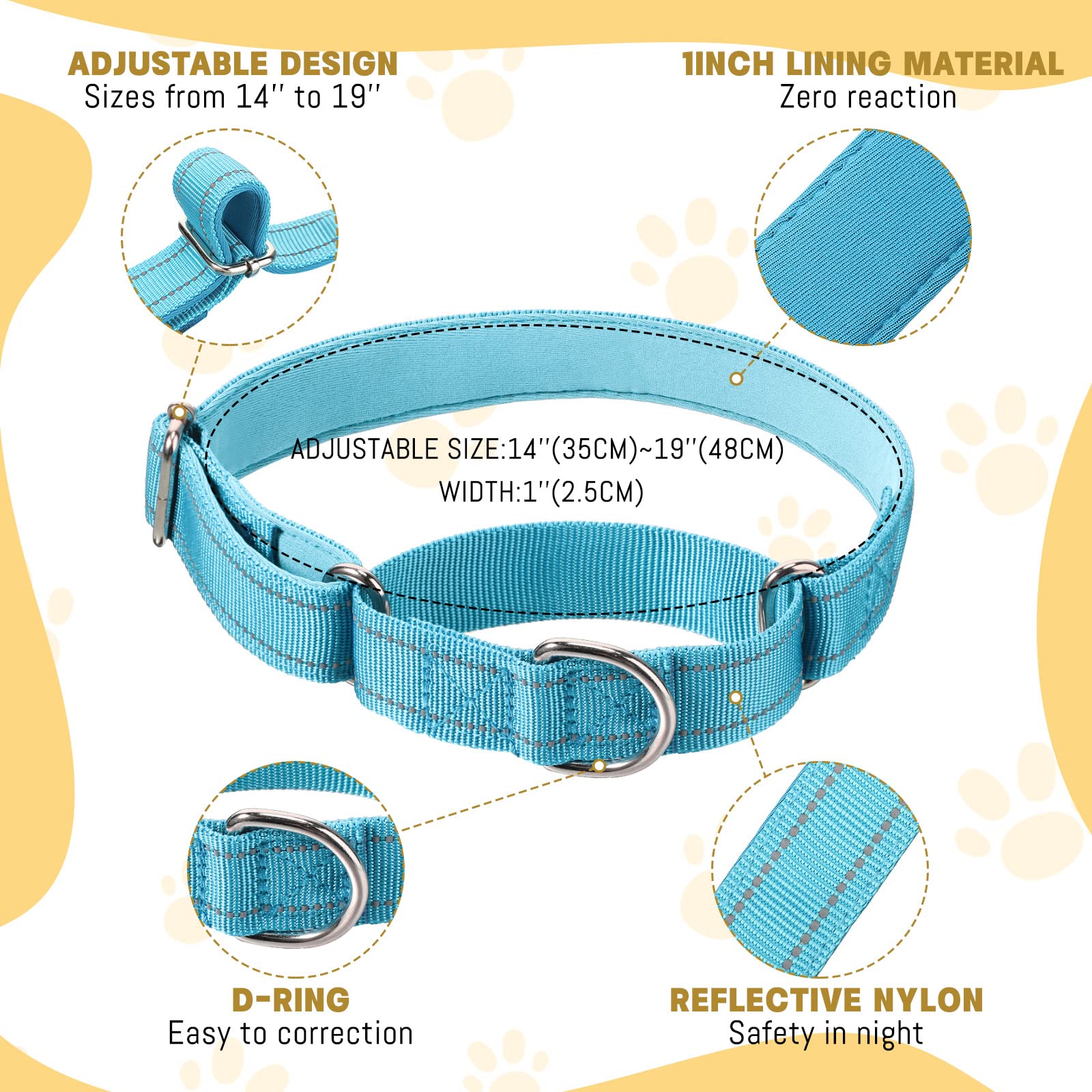 Cunno 12 Pcs Martingale Collar for Medium Dogs Reflective Dog Collar with Durable Metal Buckle Adjustable Nylon Pet Prevent Slip