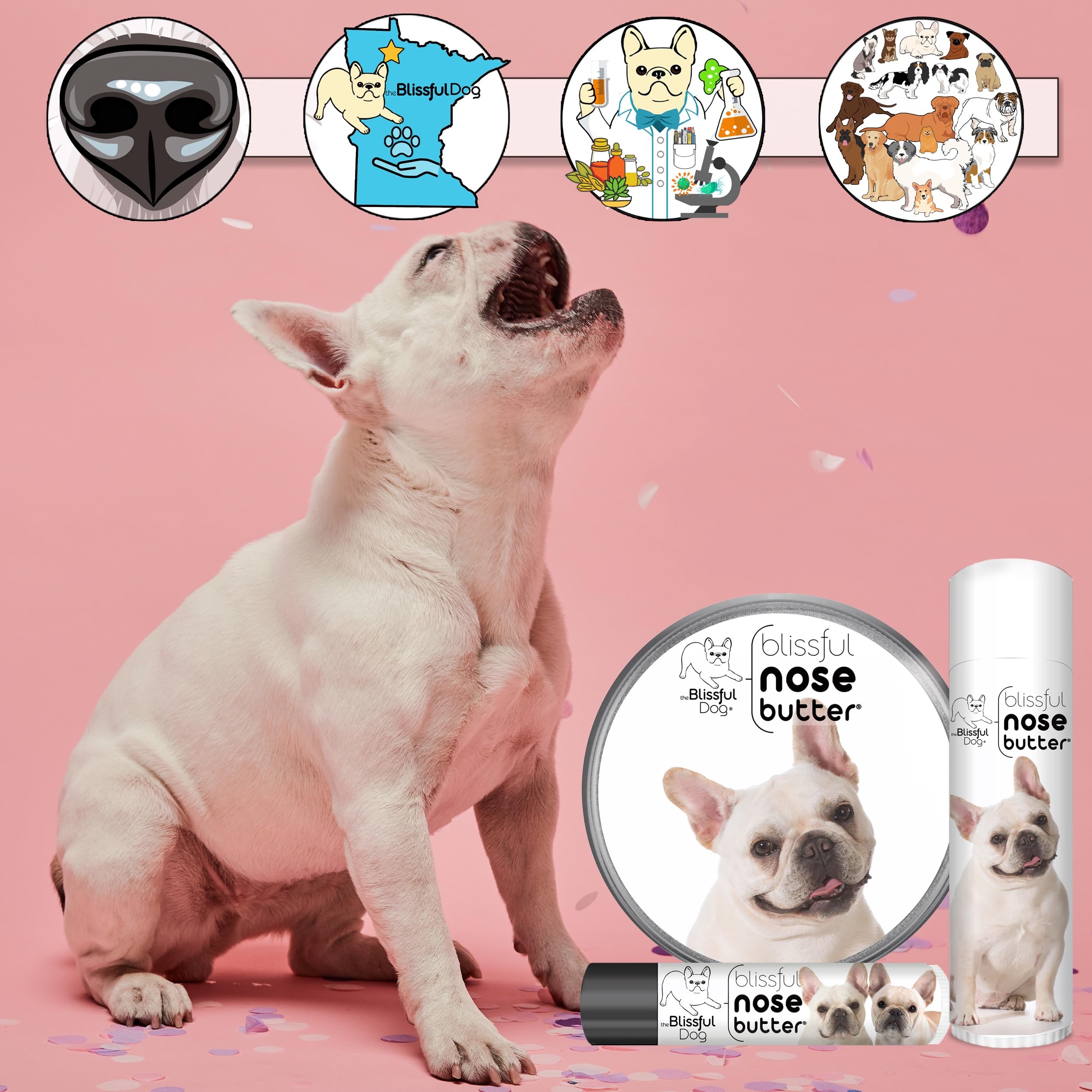 The Blissful Dog Cream French Bulldog Nose Butter, Versatile Dog Nose Balm for Dry Nose, Handcrafted Nose Moisturizer, Easy-to-A