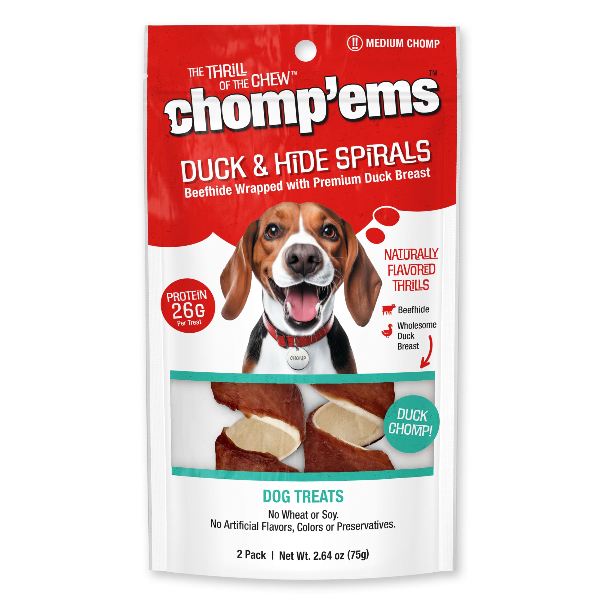 Chompems Premium Beefhide Chews for Dogs, 2 Chews