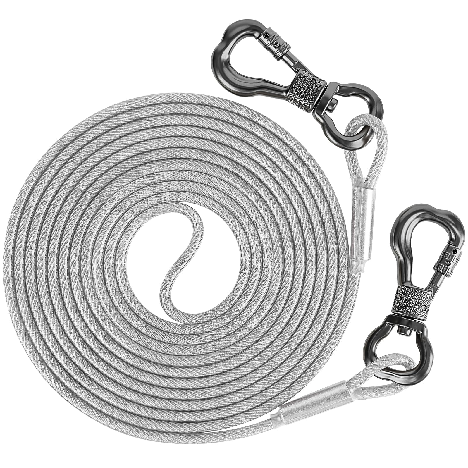 Xiaz Dog Tie Out Cable, Dog Runner For Yard Steel Wire Dog Cable With Durable Lockable Clips, 30Ft Dog Chains For Outside Dog Lead For Medium Dogs Up To 60 Lbs
