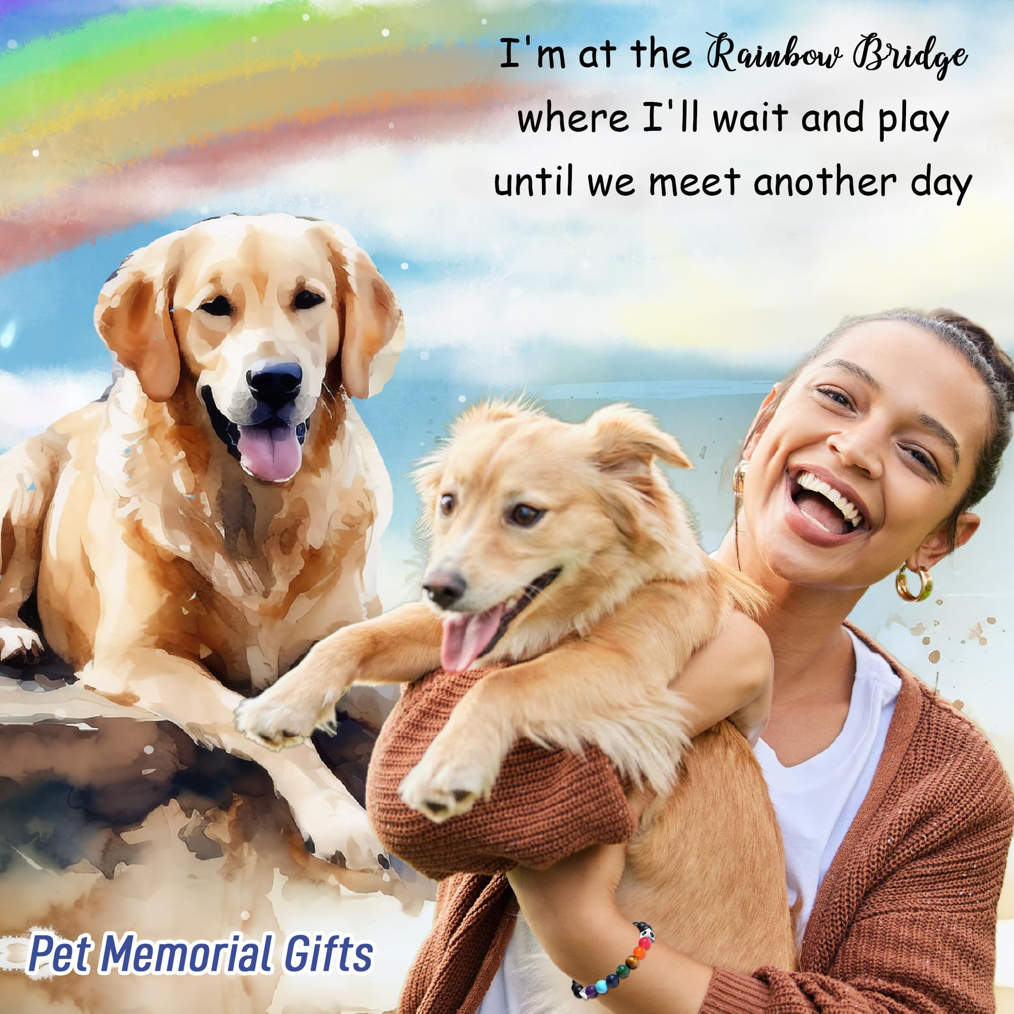 TONY & SANDY Pet Memorial Gifts for Dogs, Dog Memorial Gifts for Loss of Dog, Dog Passing Away Sympathy Rainbow Bridge Memorial