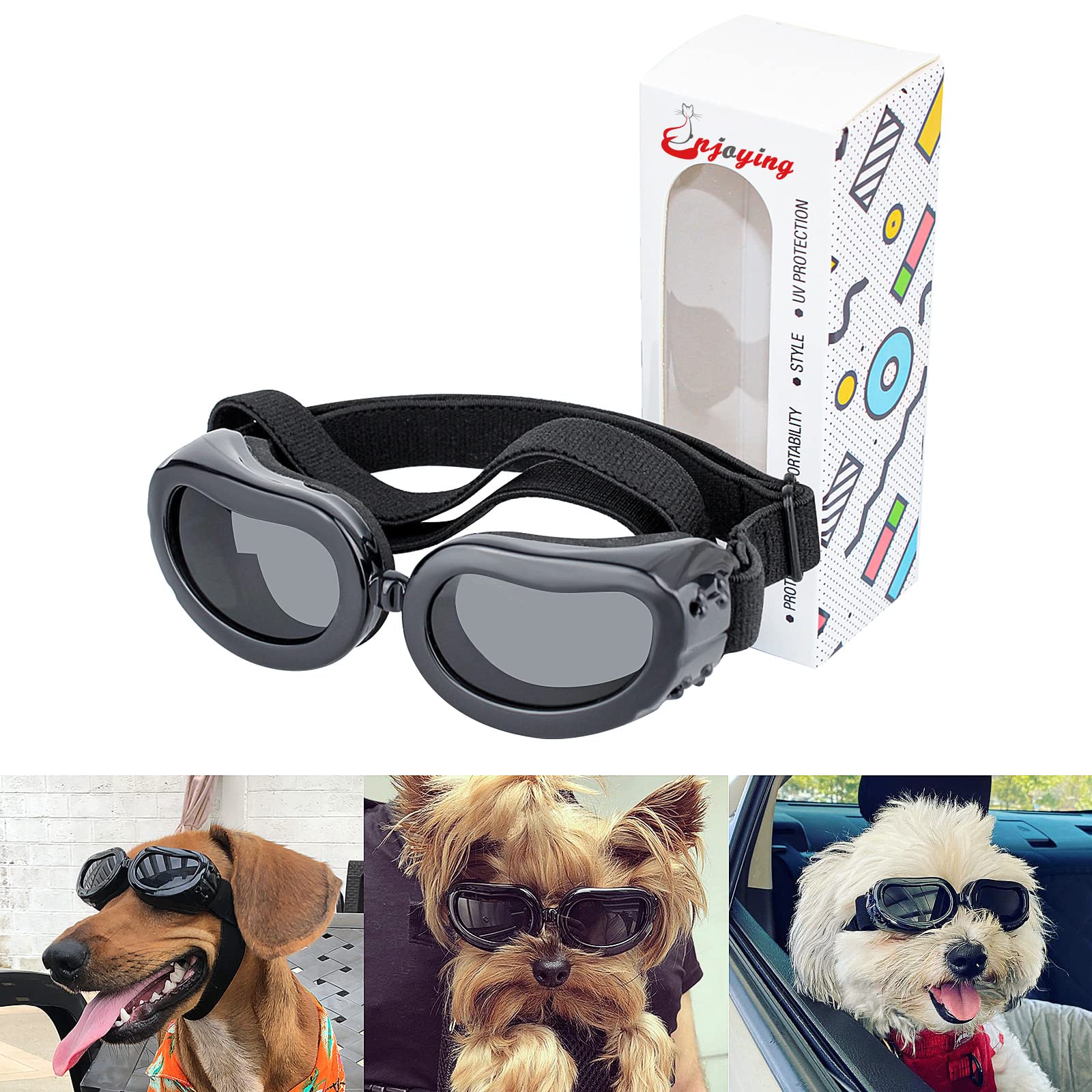 Enjoying Dog Sunglasses Small Breed Dogs Goggles Uv Protection Eye Wear Windproof Anti-Fog Pet Glasses For Doggy About Over 5 Lb