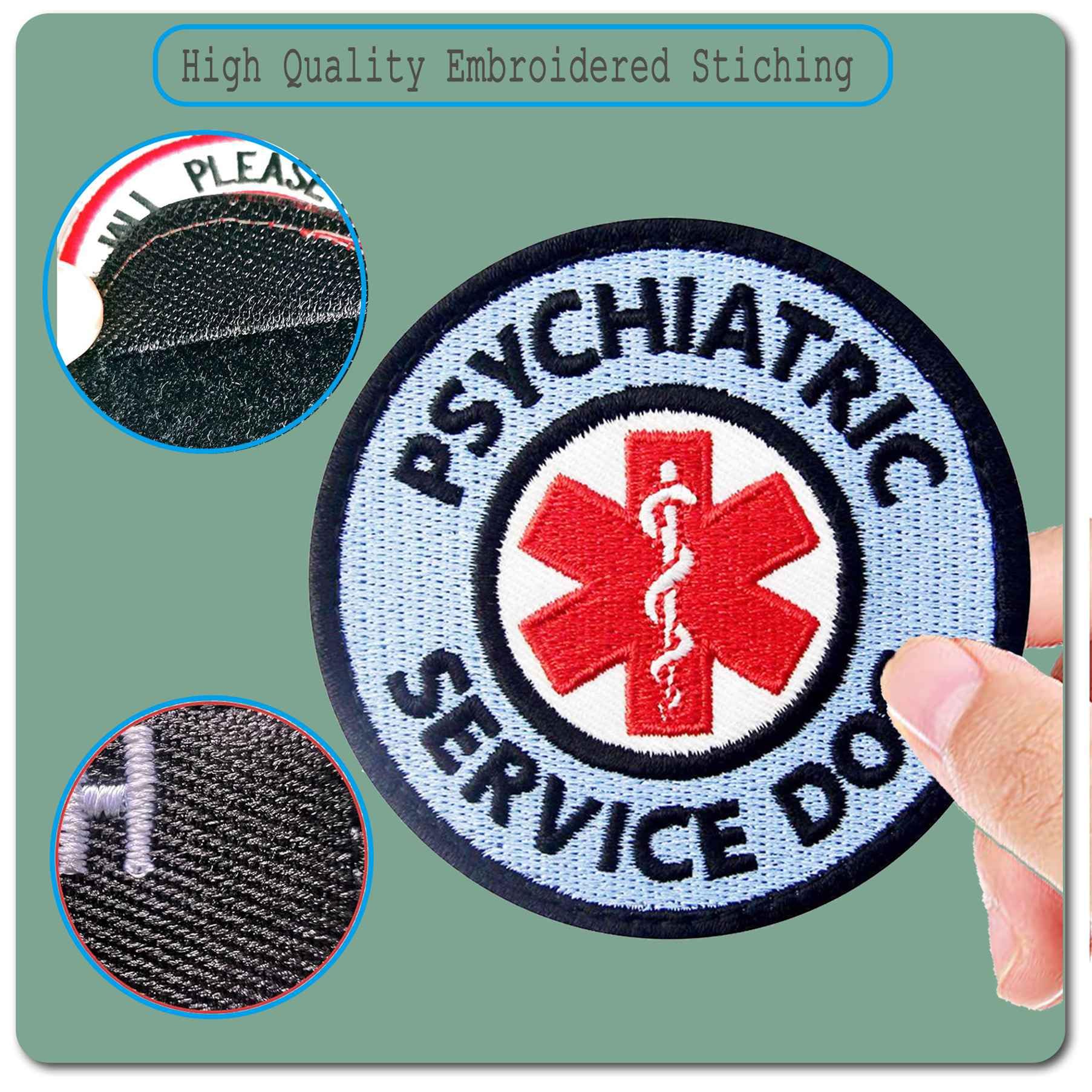 Service Dog Patch, Ems Psychiatric Service Dog Patches For Samll/Large Dog Vests Harness, Embroidered Hook & Loop Patch