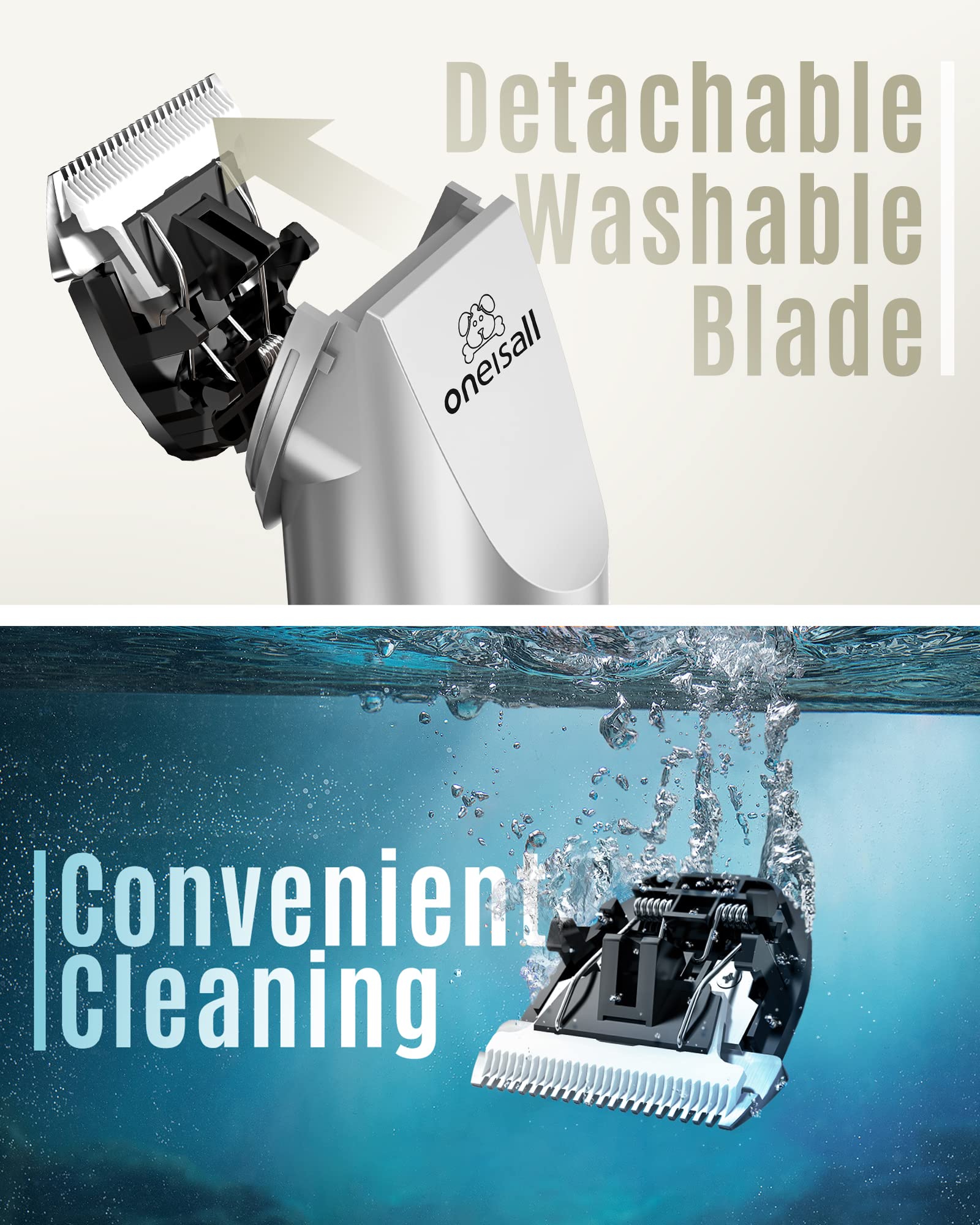 Oneisall Dog Shaver Clippers Low Noise Rechargeable Cordless Electric Quiet Hair Clippers Set For Dogs Cats Pets