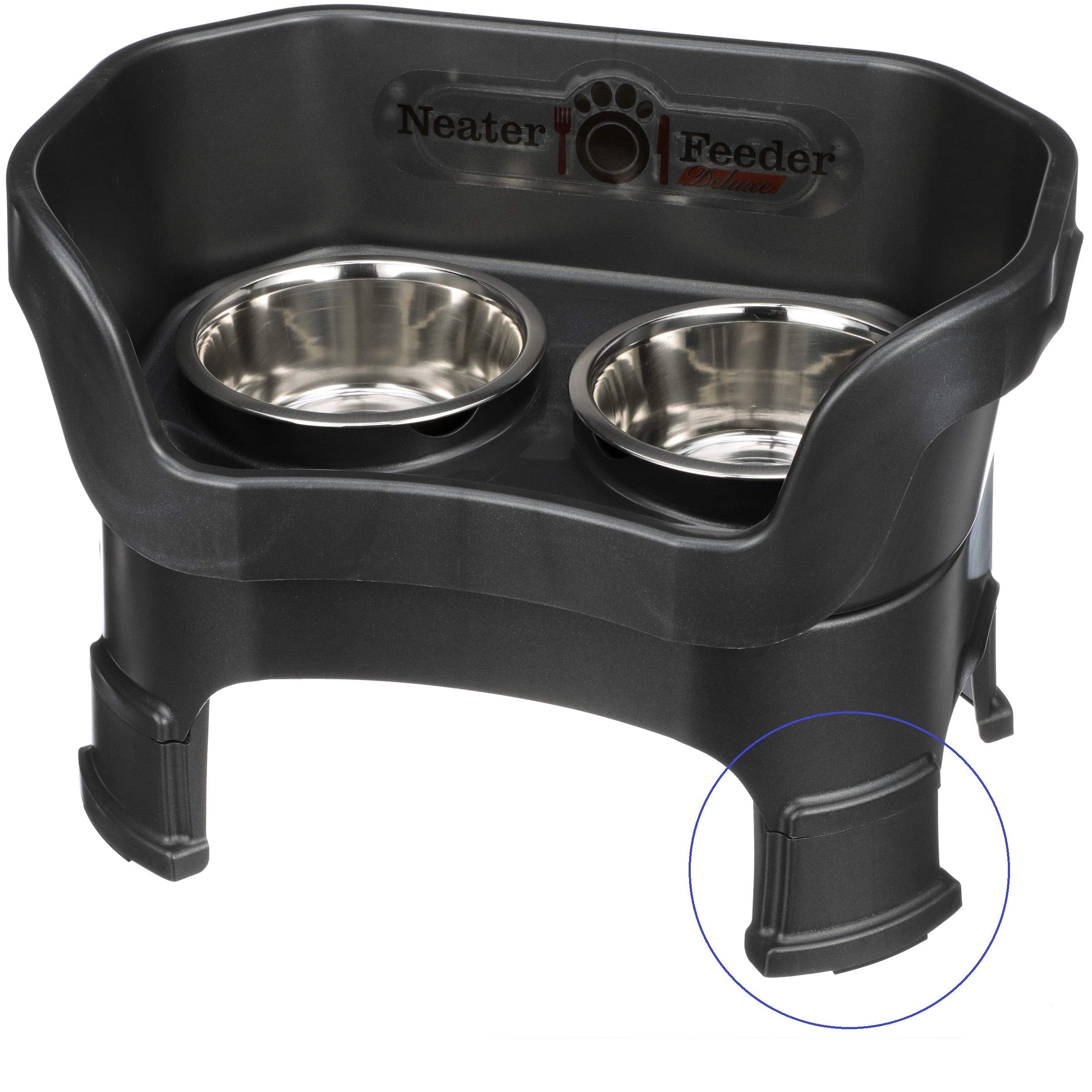 Neater Feeder - Deluxe Model Adjustable Height - Mess-Proof Dog Bowls (Medium, Midnight Black) - Made in USA - Elevated, No Spil