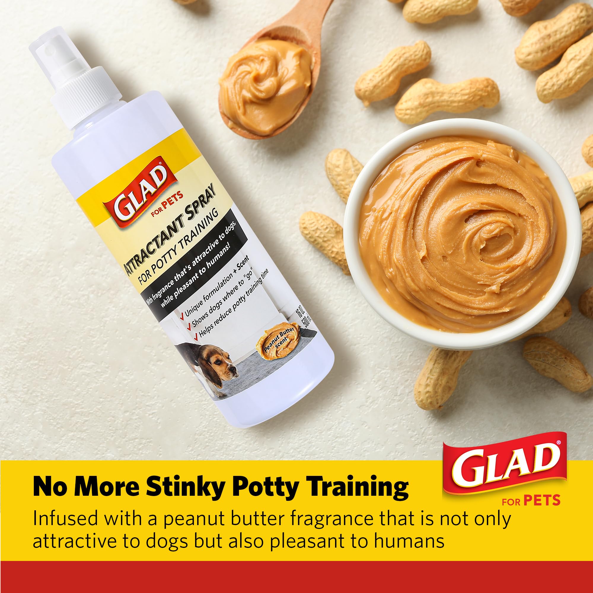 Glad for Pets Attractant Spray for Potty Training Dogs & Puppies, Peanut Butter Scent, 16oz - Effective Dog Potty Training Spray