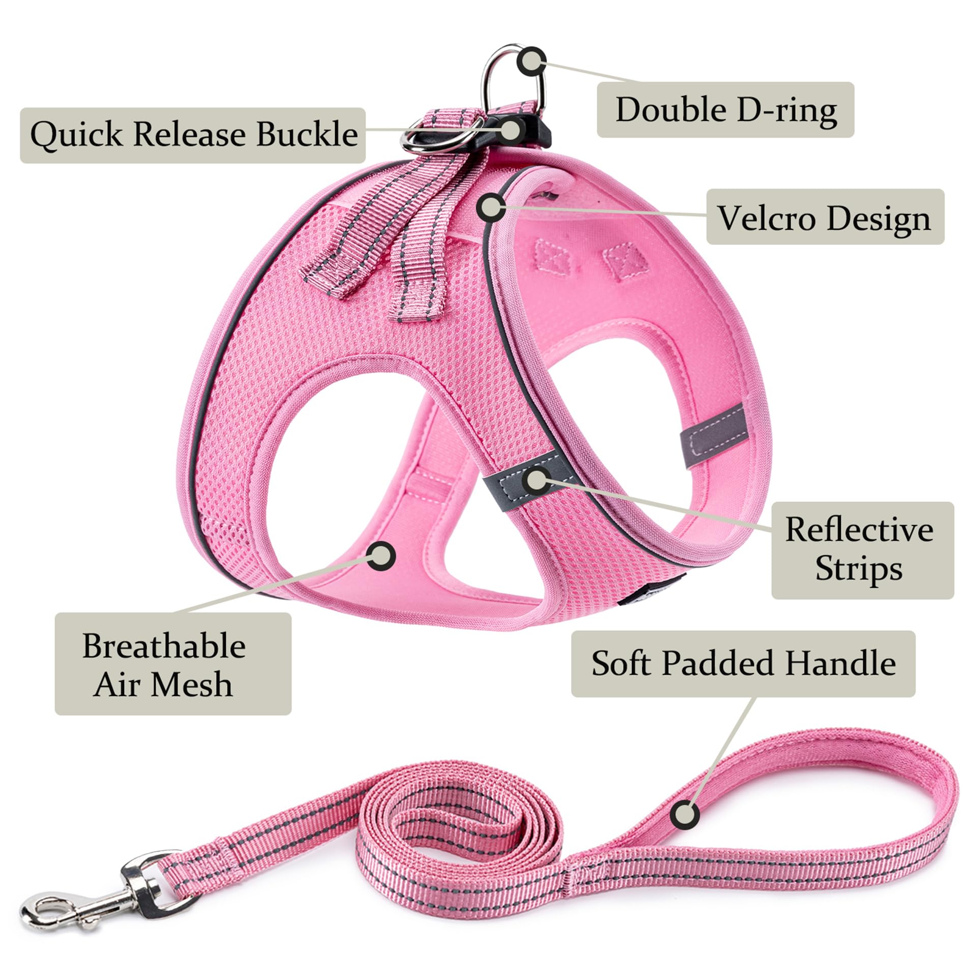Boomiboo Dog Harness With Leash Set, No Pull Adjustable Reflective Step-In Puppy Pet Vest Harnesses For Small Medium Large Dogs