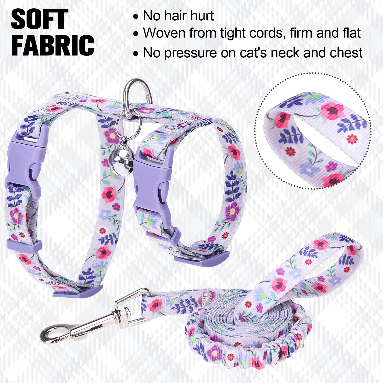 BEAUTYZOO Cat Harness and Leash Set Escape Proof for Walking, Kitten Soft Adjustable Vest Harnesses for Small Medium Large Cats,