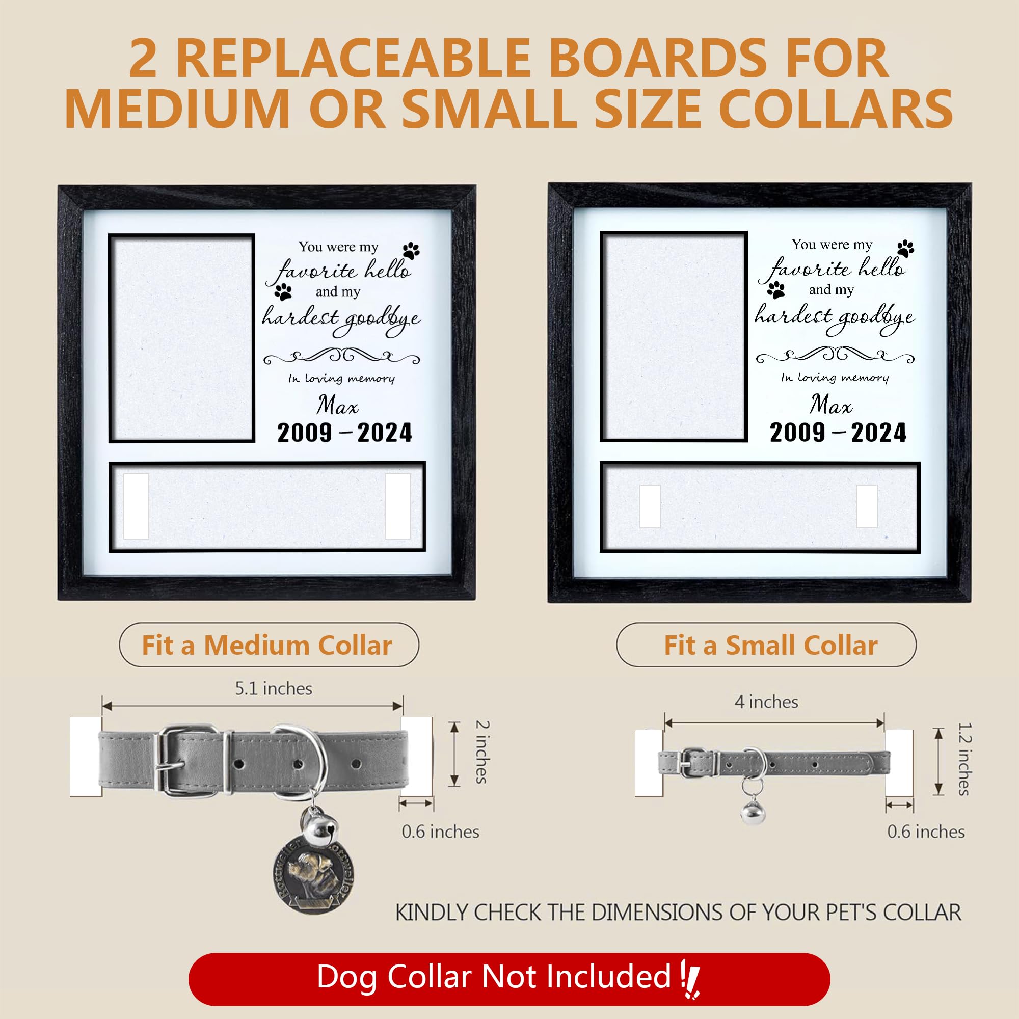 10''X10''Pet Collar Memorial Shadow Box Dog Picture Frame, Cat Or Dog Memorial Gift Pet Sympathy Remembrance Gift Keepsake For M
