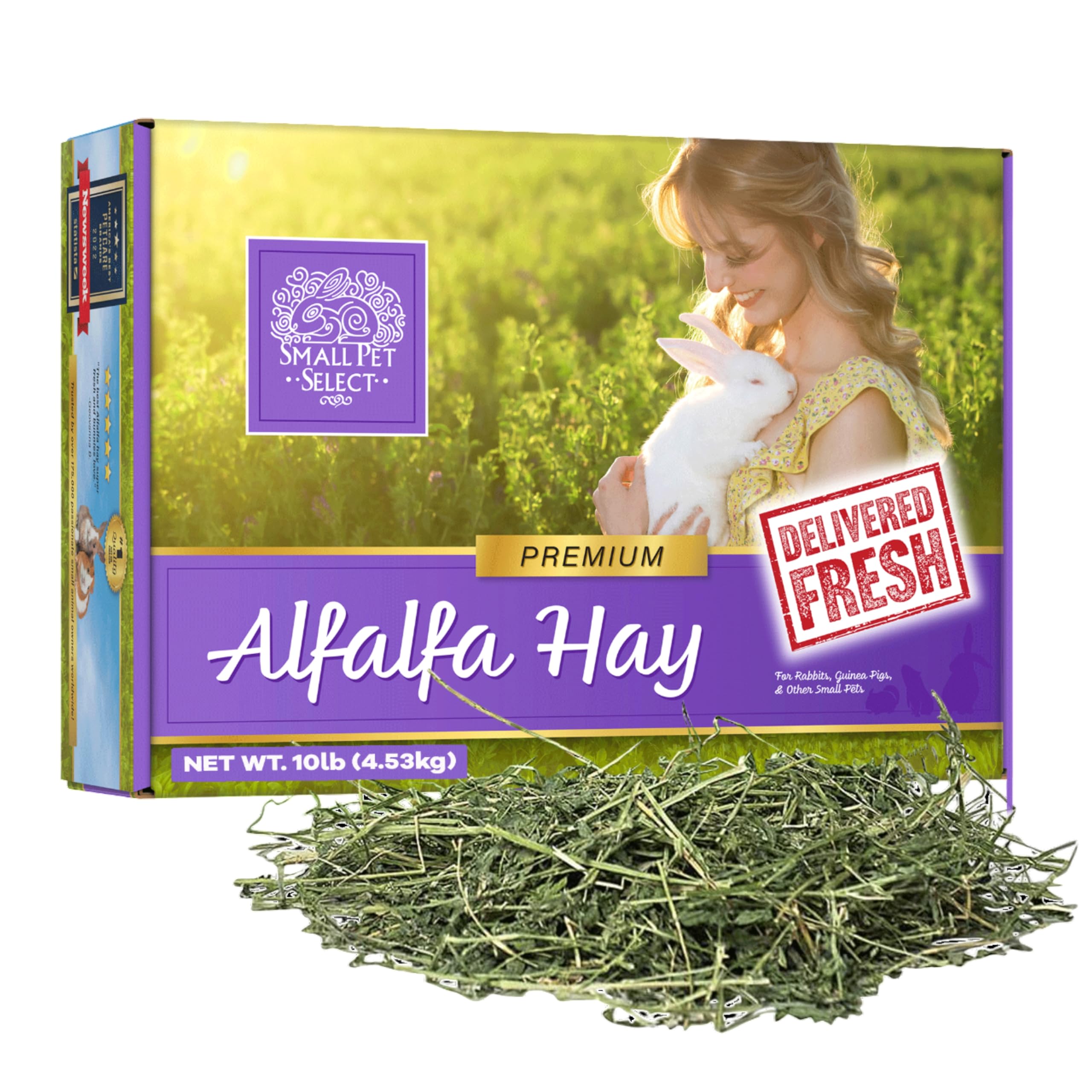 Small Pet Select Alfalfa Hay Pet Food for Young Rabbits, Guinea Pigs, Chinchillas, Tortoises and Other Small Animals, Easy to St