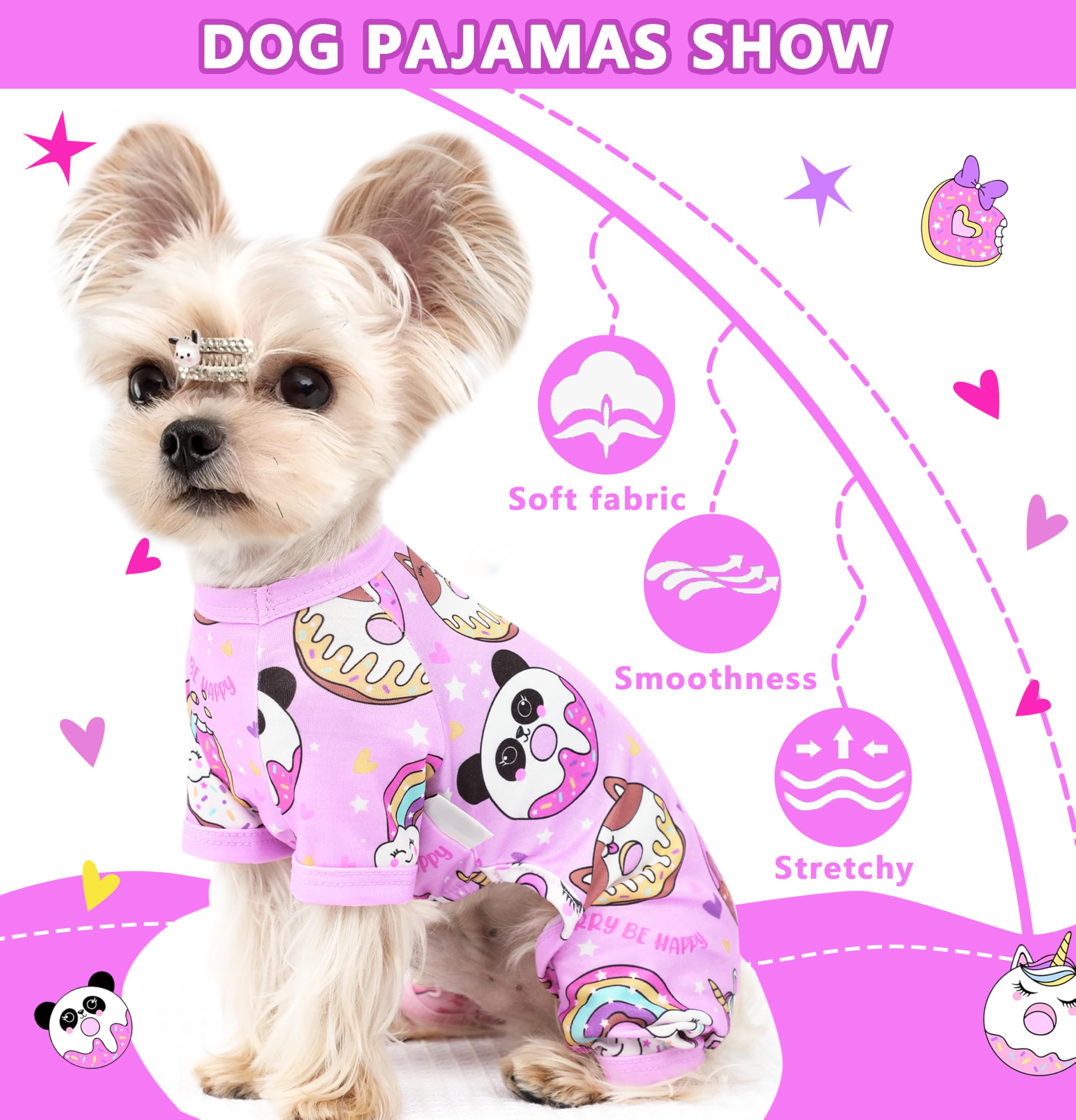 Dog Pjs Xs~Xxl Small Medium Dog Clothes Cute Puppy Pajamas Doggie Onesie For Summer Bright Patterns Pet Clothes Cat Onesie 4-Leg