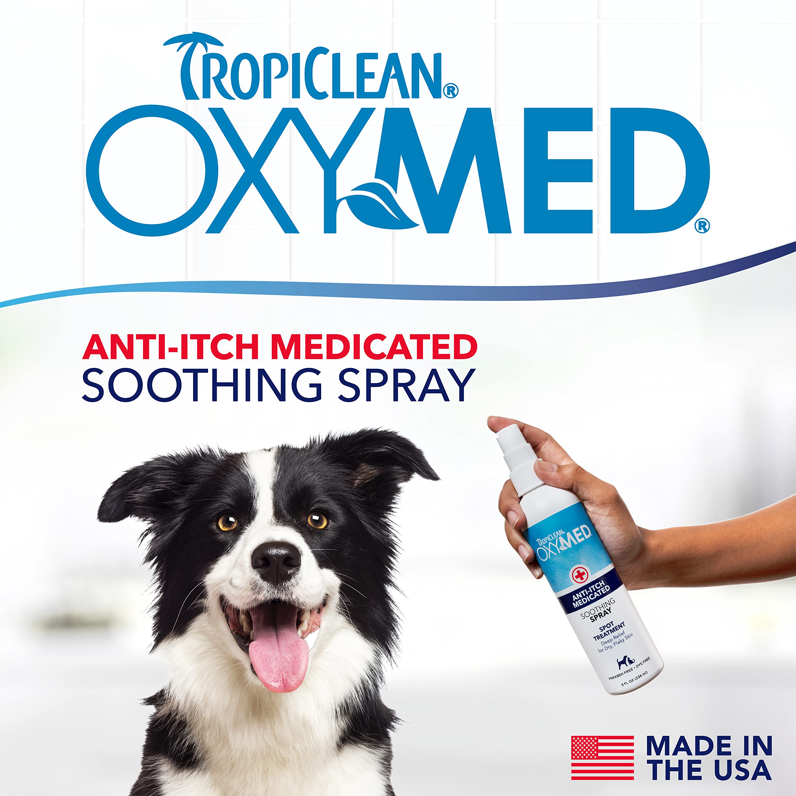 TropiClean OxyMed Hot Spot Treatment for Dogs, Medicated Dog Itching Skin Relief Spray, Anti-Itch Spray Quickly Soothes Skin Irr
