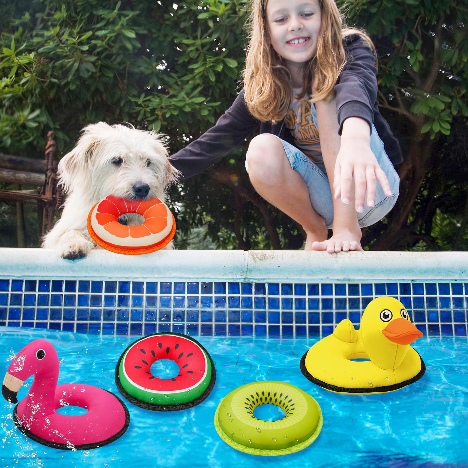 Lepawit Squeaky Dog Toys, Floating Dog Toys For Indoor Or Outward Play, Swim Ring Design Interactive Dog Gifts For Small And Med