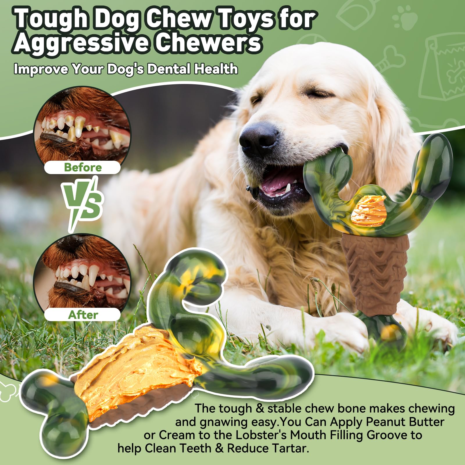 Bikiisen Squeaky Dog Toys For Aggressive Chewers For Large Dogs, Interactive Dog Chew Toy To Keep Them Busy, Indestructible Sque
