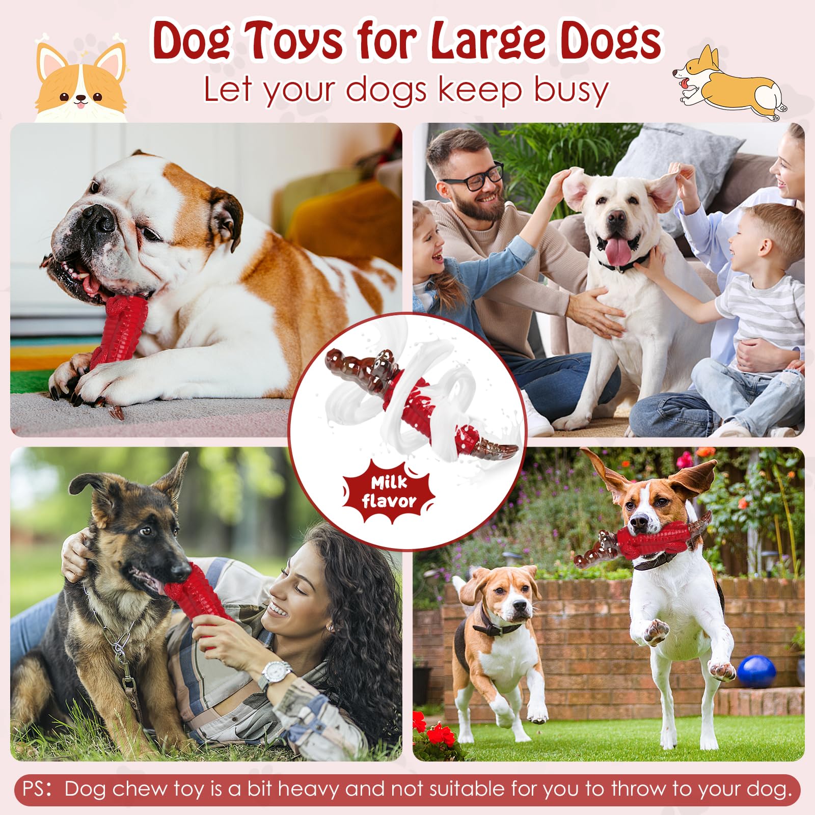 Jeefome Dog Toys For Aggressive Chewers - Indestructible Dog Toy To Keep Them Busy & Reduce Boredom For Small/Medium/Large Breed