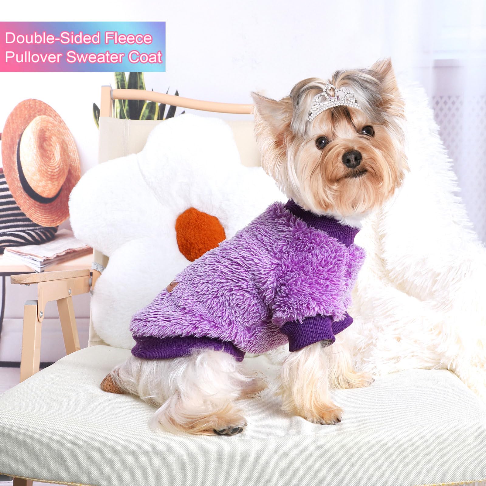 Kosiyi Dog Sweaters For Small Dogs Girl Boy, Puppy Clothes Chihuahua Teacup Yorkie Fleece Sweaters Spring Winter Warm Sweater Ti