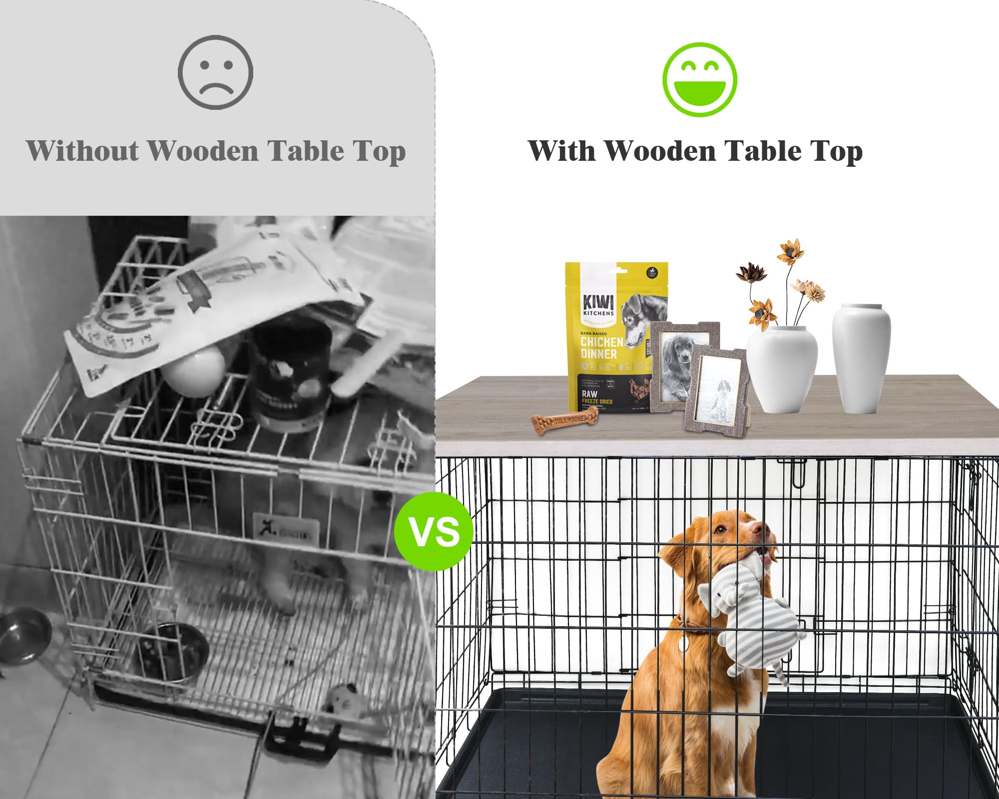 Deblue Dog Crate Table Topper, Dog Kennel Table Topper for 36 Inches Cage, Rustic Style Decorative Dog Crate Table Topper for 36