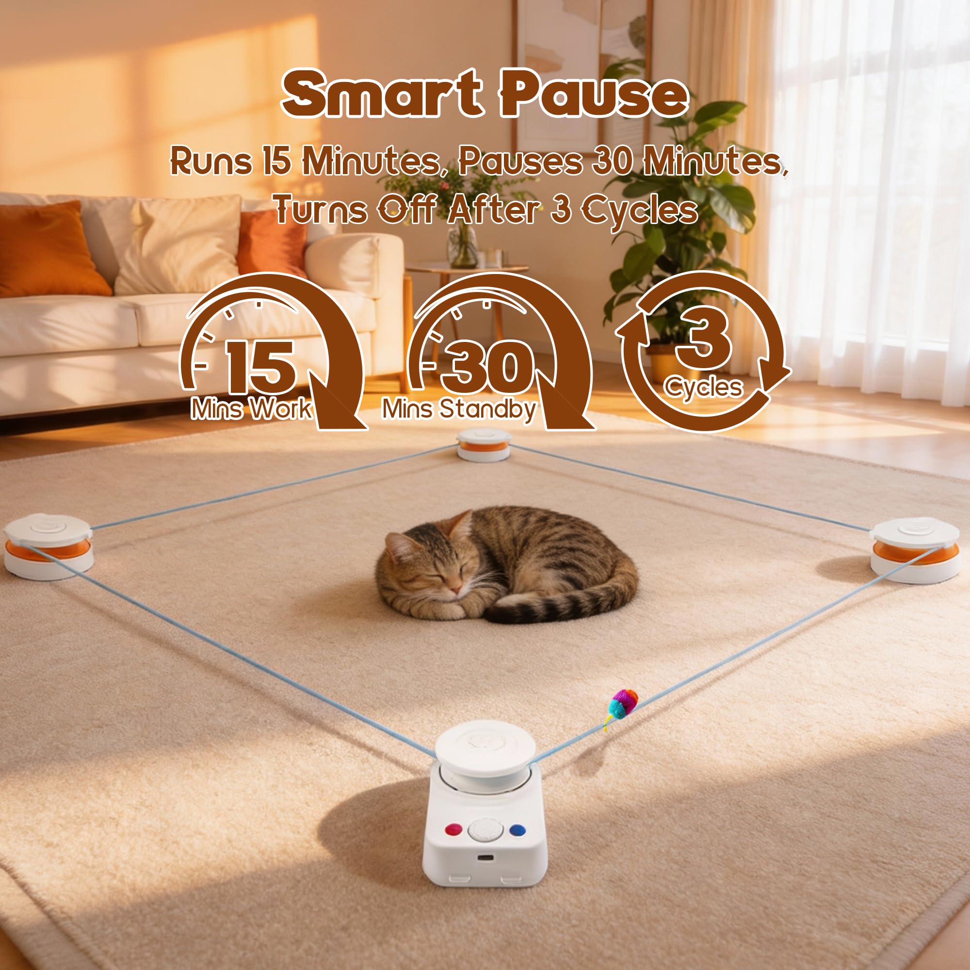 Interactive Cat Toy for Indoor Cats - Automatic Moving & Enrichment Toy for Indoor Cats/Kitten, Auto/Manual Control Cat Treadmil