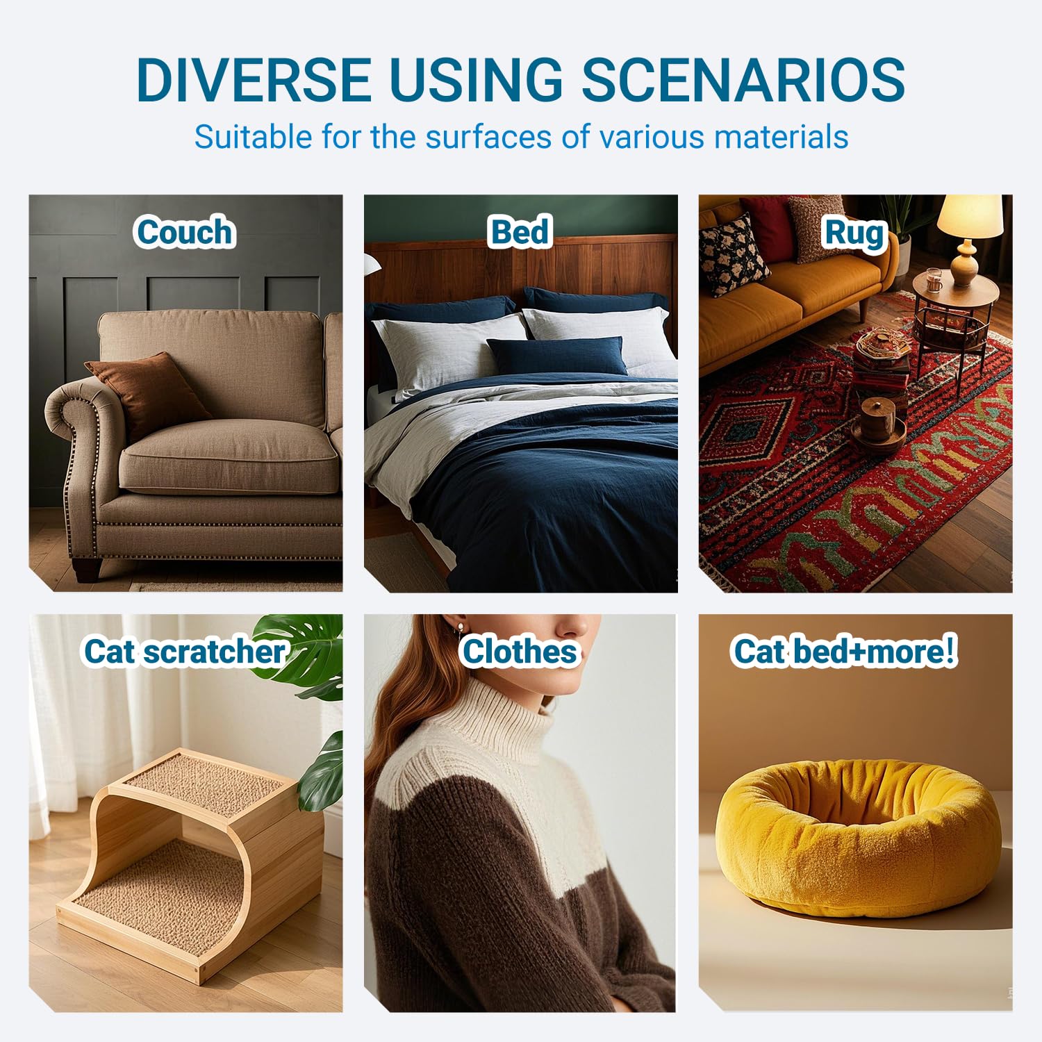 Feifanyigou Pet Hair Remover, 4 In1 Cat And Dog Hair Removal For Couch With Extra Long Handle, 17-Inch, Cat Fur Removal Tool For