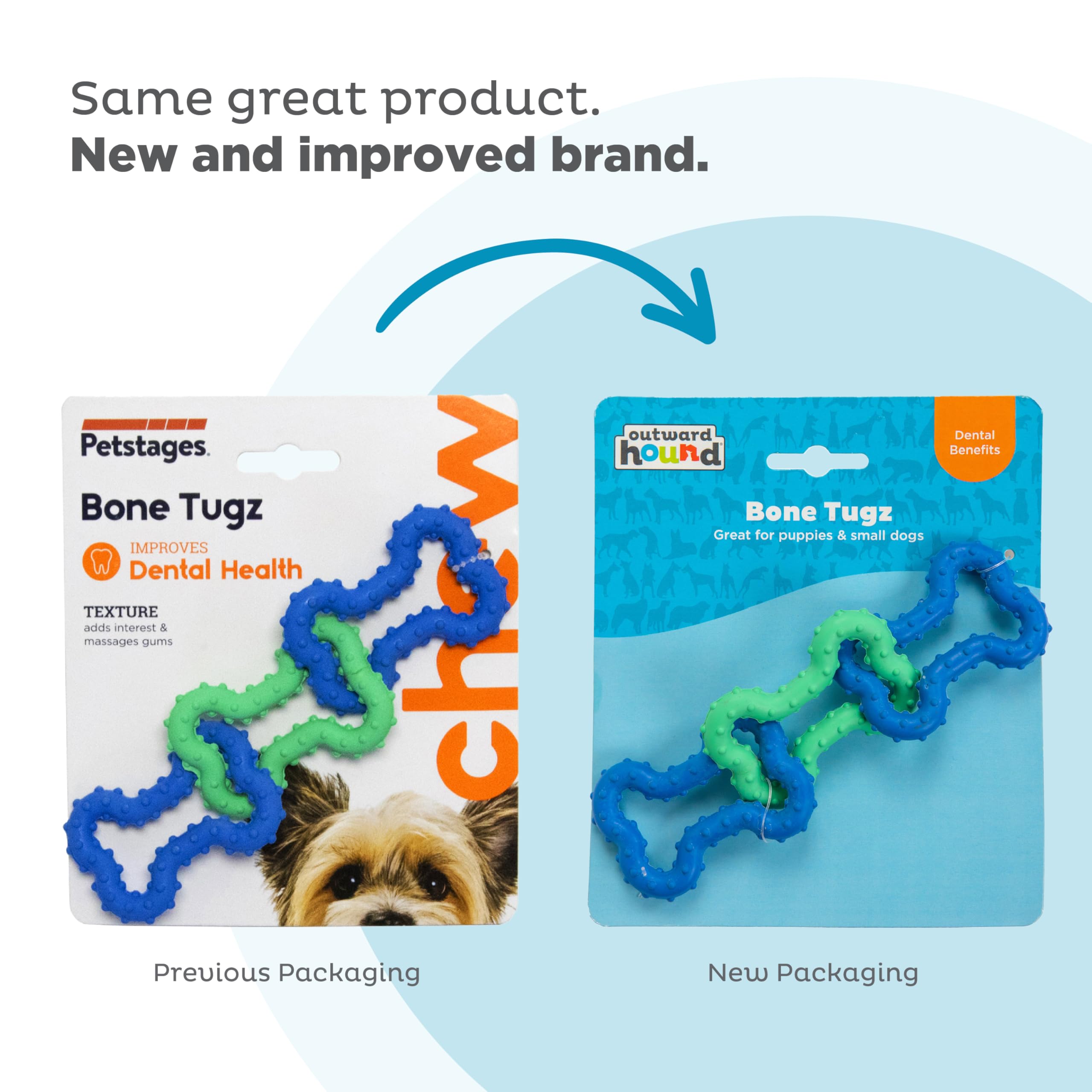 Outward Hound Bone Tugz Tug-Of-War Dog Chew Toy, Blue