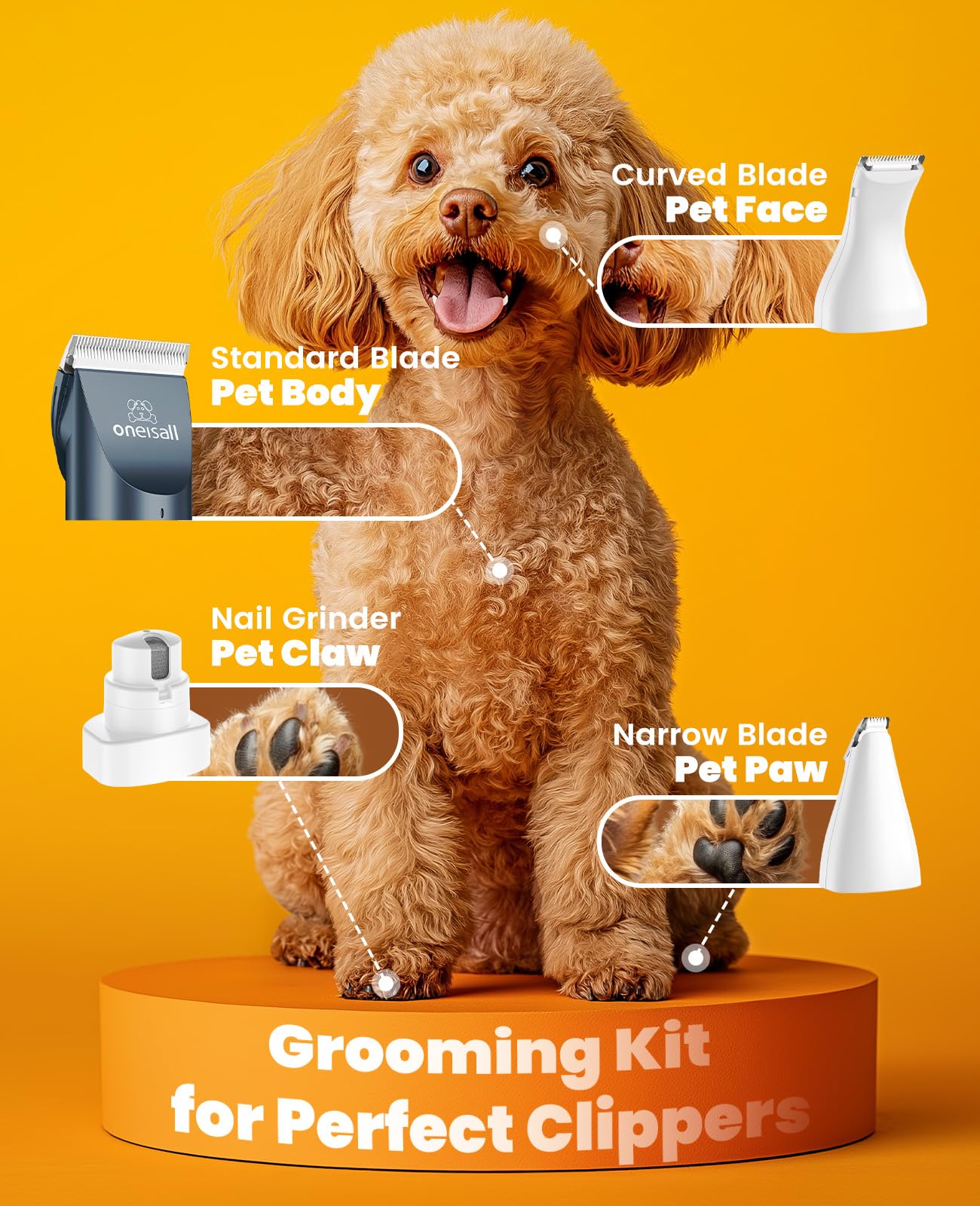 Oneisall Dog Clippers And Dog Paw Trimmer Kit 2 In 1 Low Noise Cordless Dog Clippers For Grooming Pet Hair Trimmers For Small An
