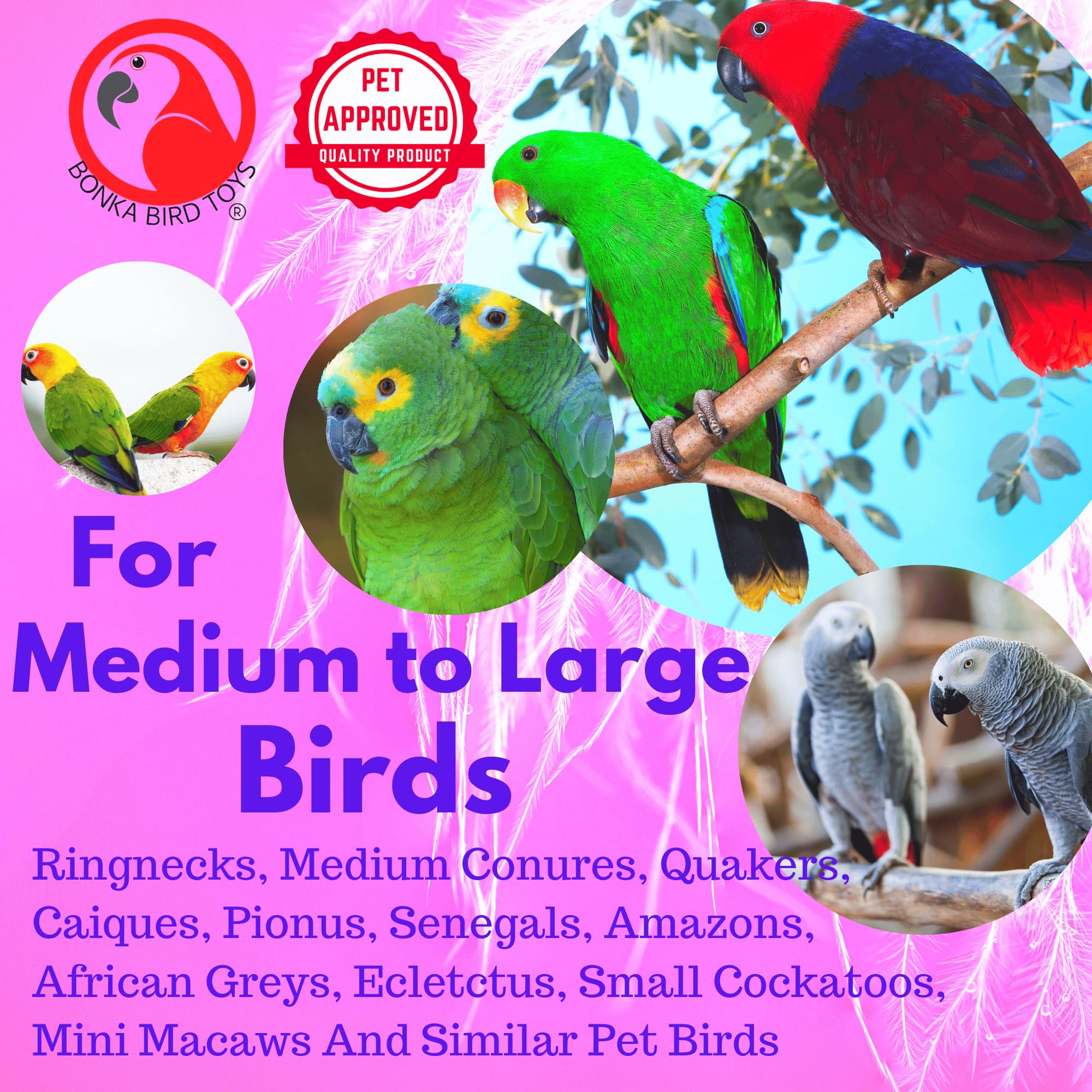 Bonka Bird Toys 1114 Huge Rope Charm Perch (48'' X 1.25'') Parrot Cage Toy, Amazon,Macaw, Cockatoo, And Similar