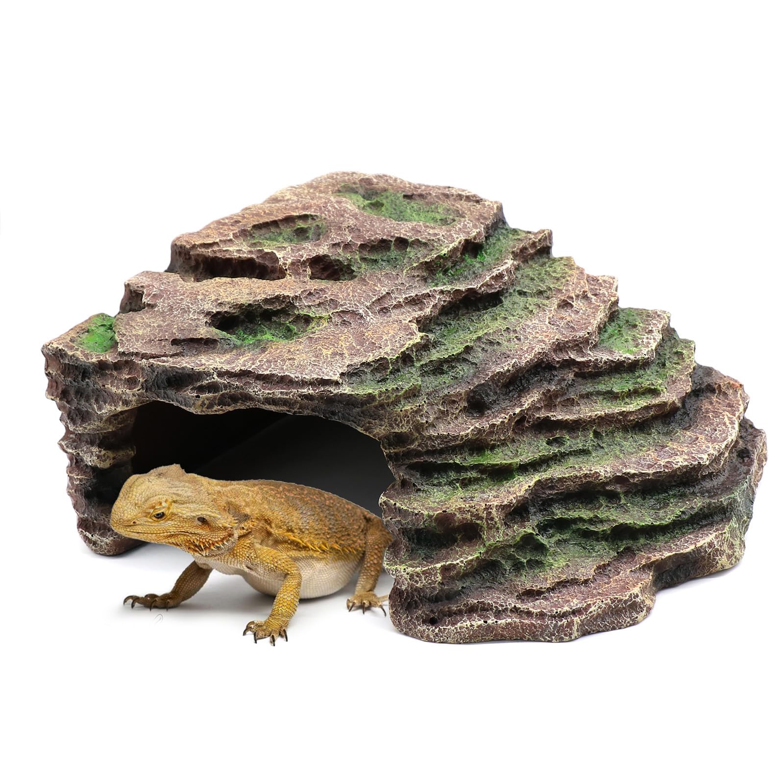 Large Reptile Hide Shale Scape Step Ledge, Reptile Cave Hideout, Bearded Dragons Accessories, Basking Rocks for Bearded