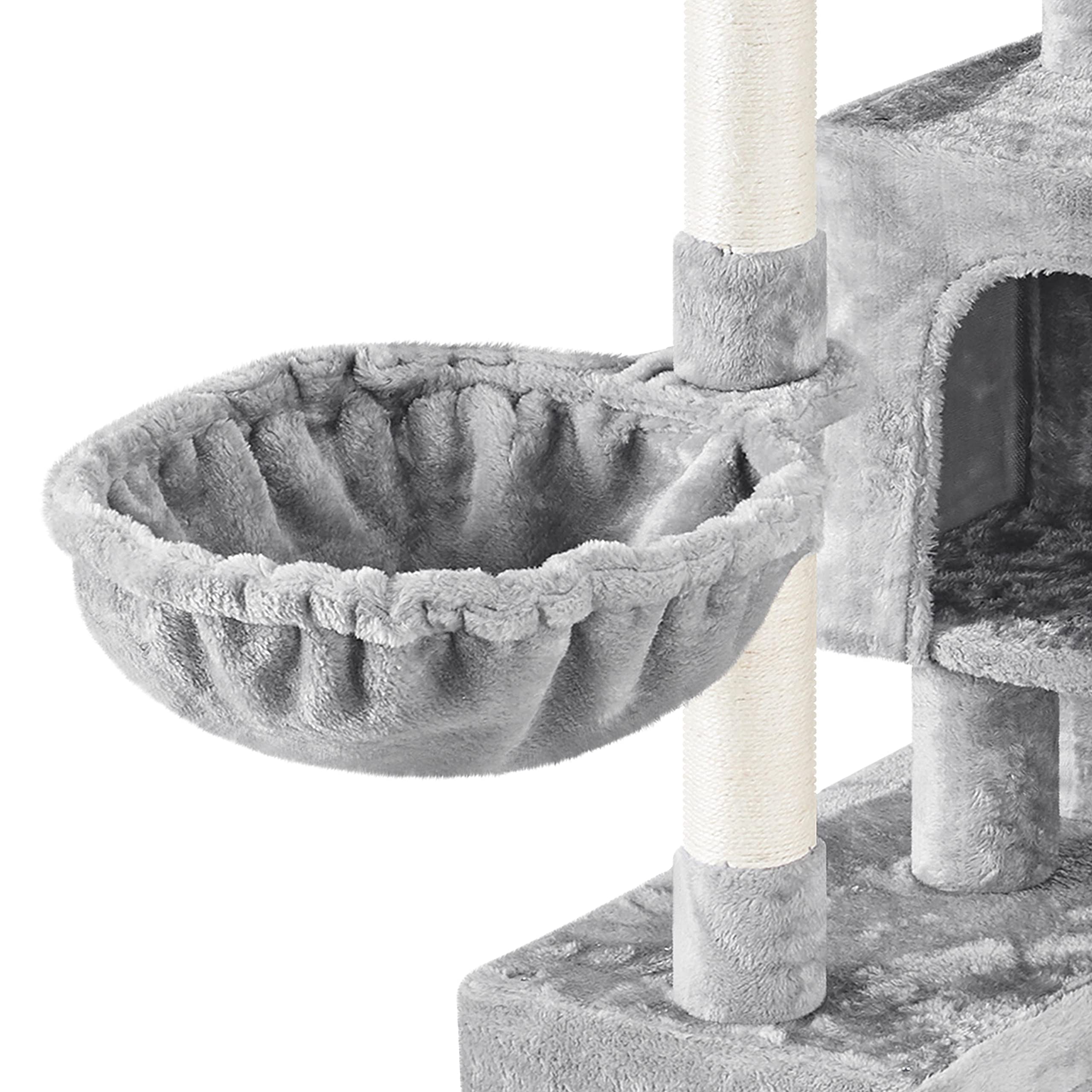 Yaheetech 73In Cat Tree Tower For Indoor Cats, Multi-Level Cat Activity Center With Scratching Posts Large Cat Condo With Funny Hammock For Kittens, Light Gray