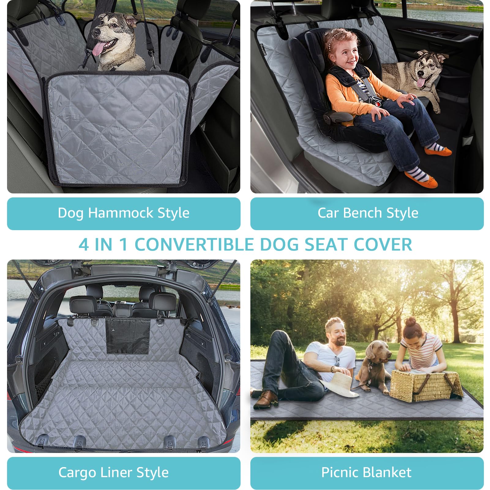 Comwish Dog Car Hammock For Truck With Mesh Window, Waterproof Dog Seat Cover For Truck Back Seat With Durable Scratchproof Nons