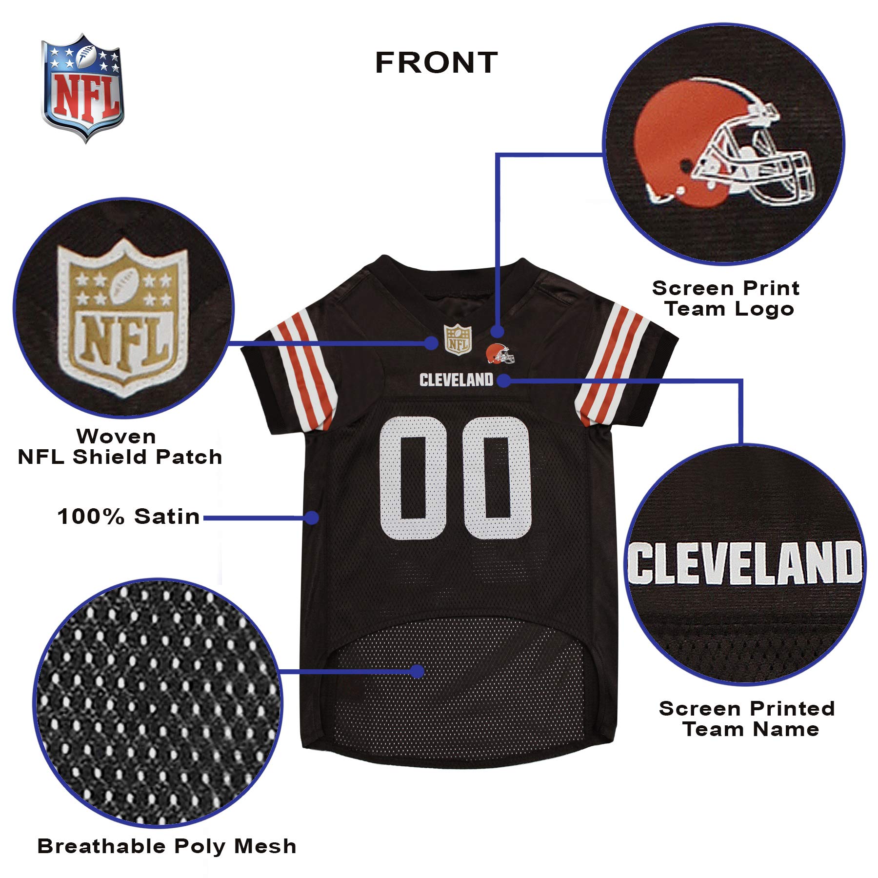 Nfl Cleveland Browns Dog Jersey, Size: Large. Best Football Jersey Costume For Dogs & Cats. Licensed Jersey Shirt