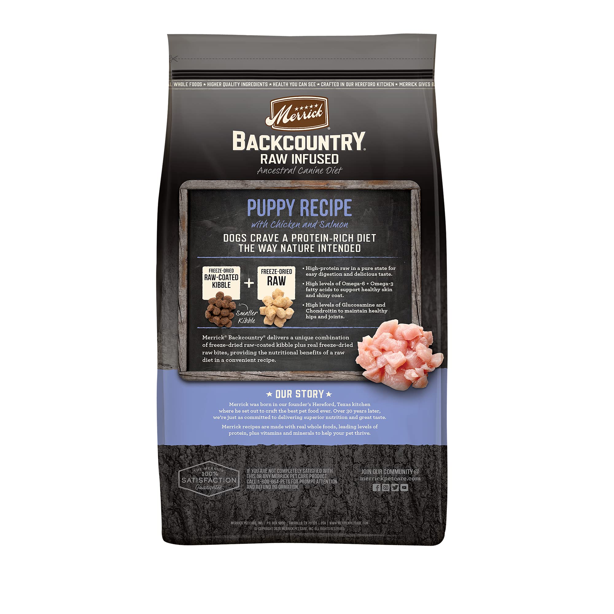 Merrick Backcountry Grain Free Dry Puppy Dog Food, Kibble with Freeze Dried Raw Pieces, Chicken Recipe - 20.0 lb. Bag