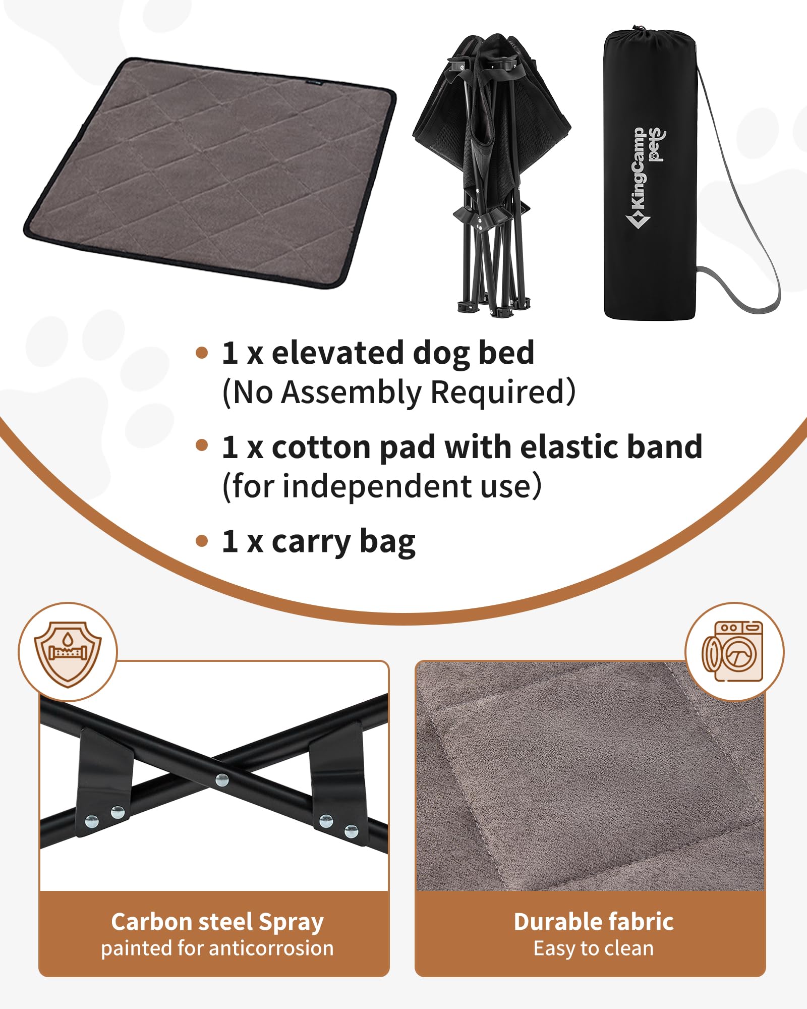 Kingcamp Elevated Dog Bed For Small Dogs, Raised Outdoor Indoor Portable Cooling Cot Lifted Pet Hammock Off Ground With Washable