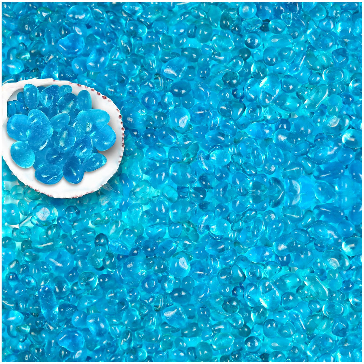 Bxi 2.2 Lbs Small Aquarium Substrate Gravel Sand, Polished Smooth Fish Tank Gravel, Colorfast Uncoated Vibrant Blue Sea Glass, D