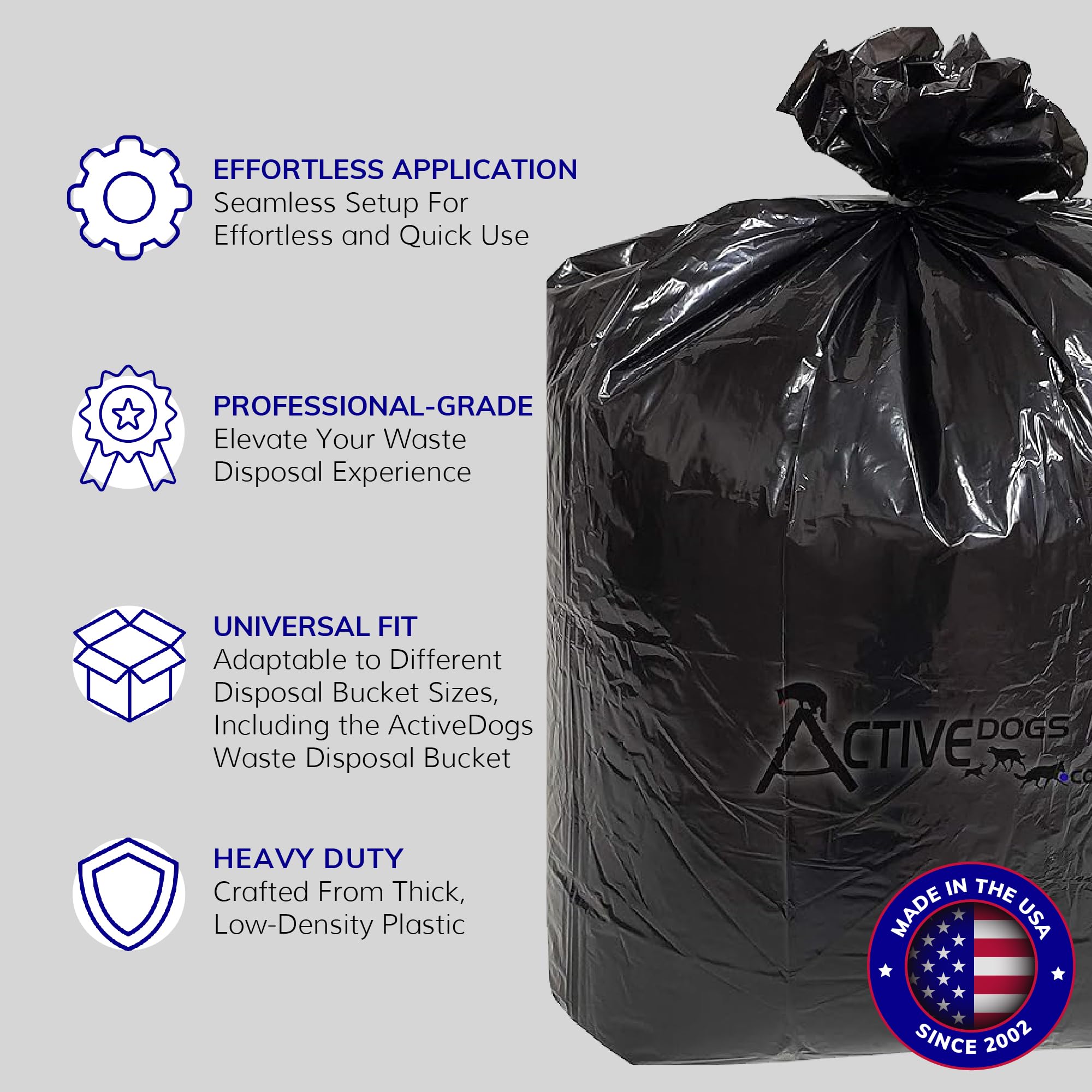Activedogs Dog Poop Bucket Bags 12Pk - Heavy Duty 5 Gallon Poop Bags For Dogs Waste Removal Trash Can, Bucket Or Pail - Extra Th