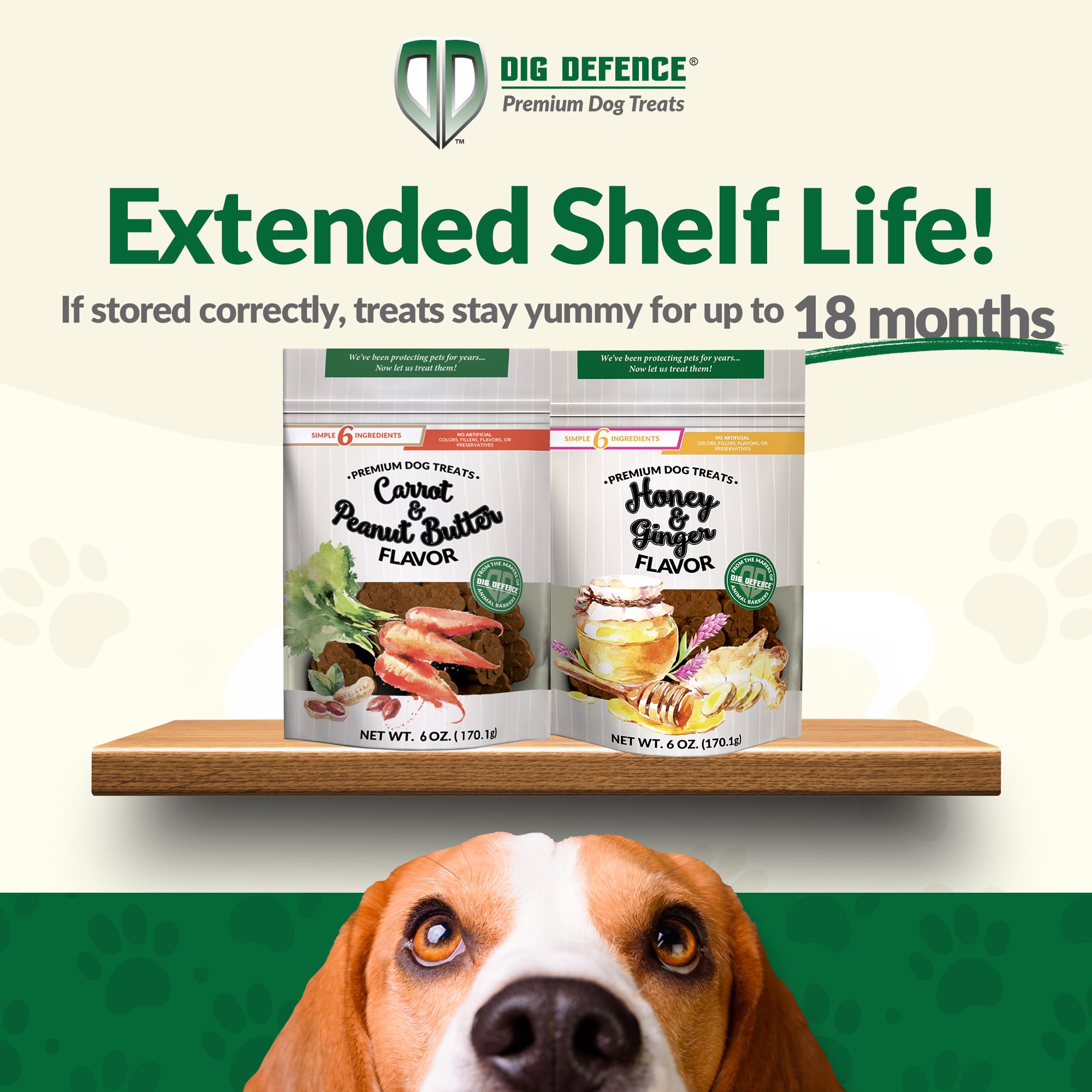 Dig Defence Premium Dog Treats - Honey/Ginger and Carrot/Peanut Butter, Natural Ingredients, Baked Gourmet Snacks for Small & Bi