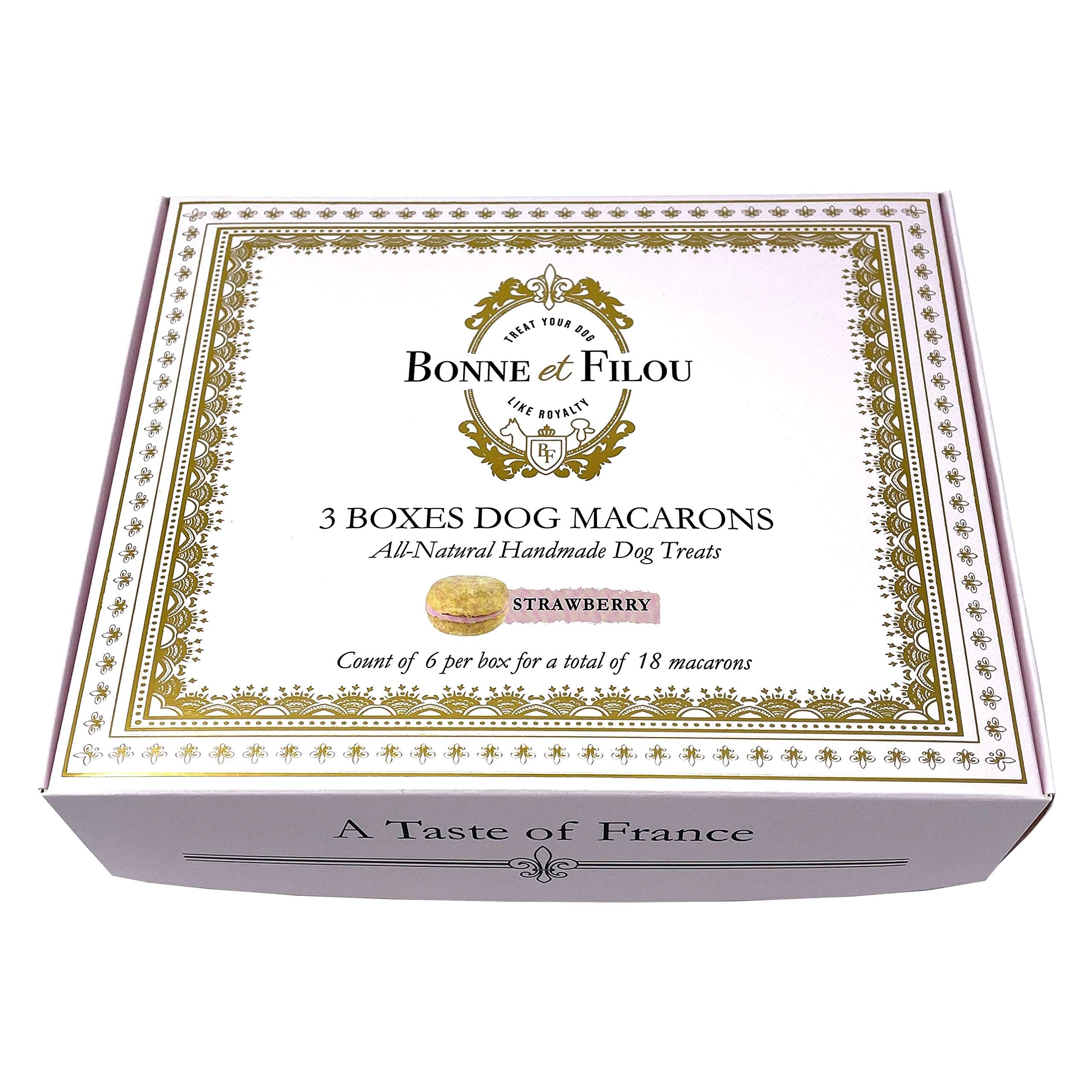 Bonne et Filou Dog Treats Strawberry Cupcakes, Dog Birthday Gift for Medium to Large Breed - Gourmet Macaron Cakes, 18 Count Bul