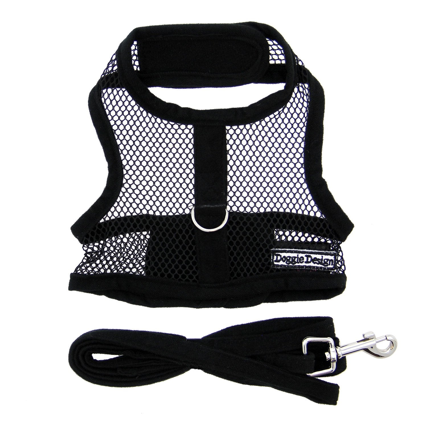 DOGGIE DESIGN Cool Mesh Dog Harness - Solid Black