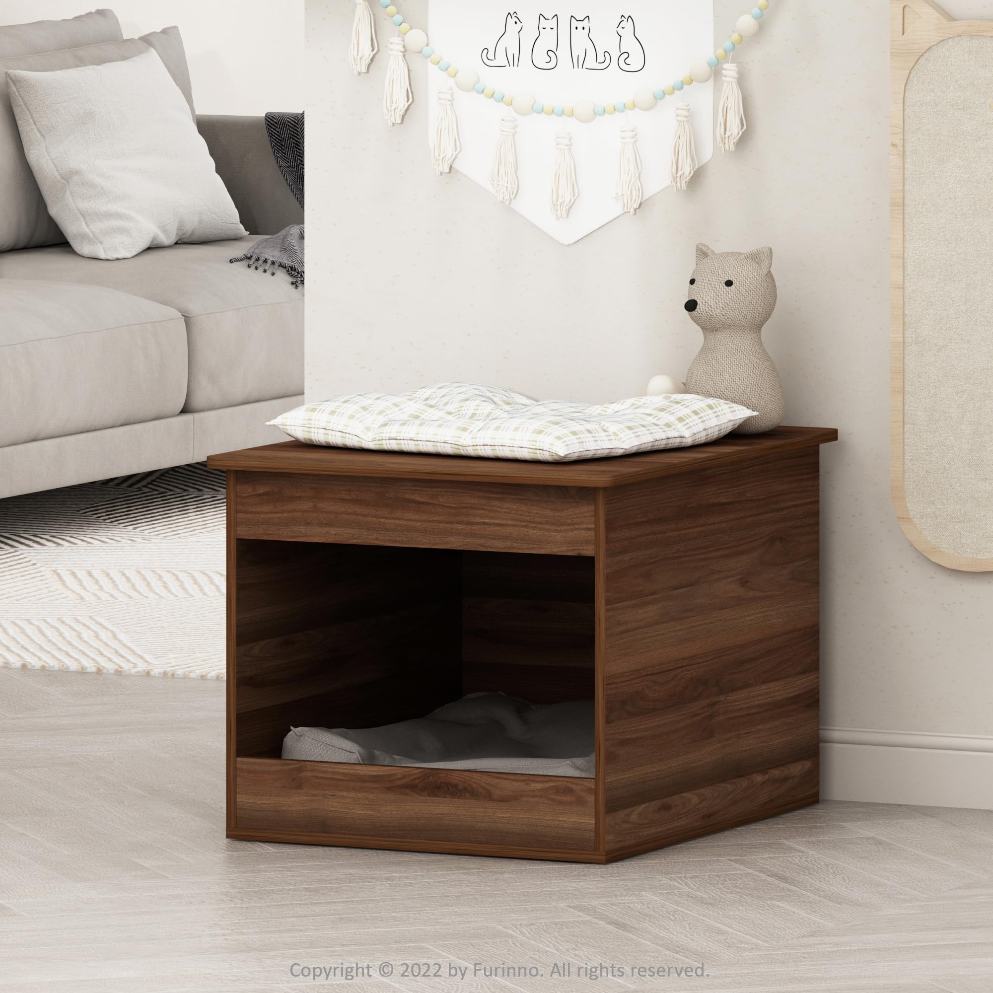 Furinno Peli Top Opening Litter Box Enclosure, Columbia Walnut