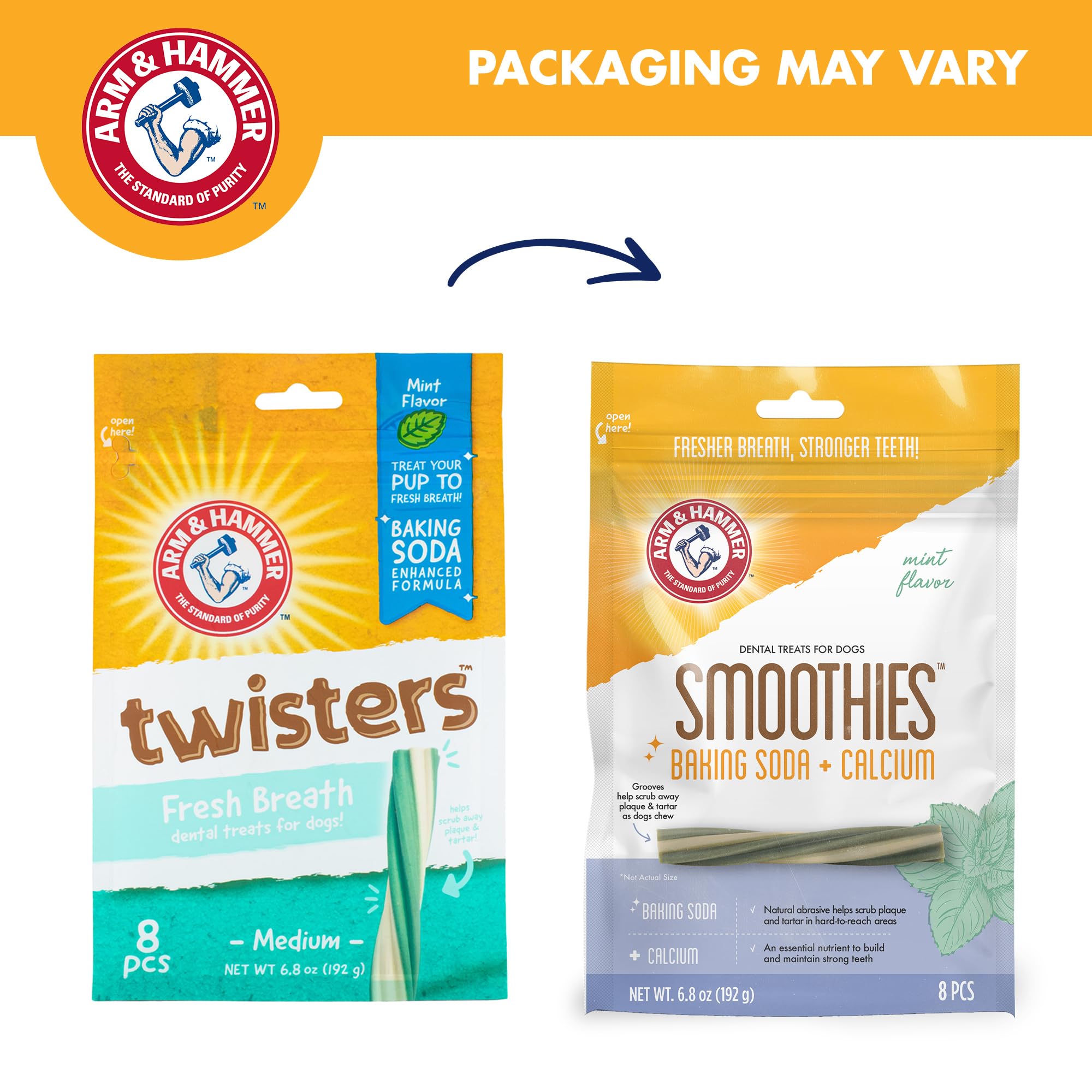 Arm & Hammer for Pets Smoothies Dental Treats for Dogs with Baking Soda and Calcium, Treat Chews Help Fight Bad Breath, Plaque &